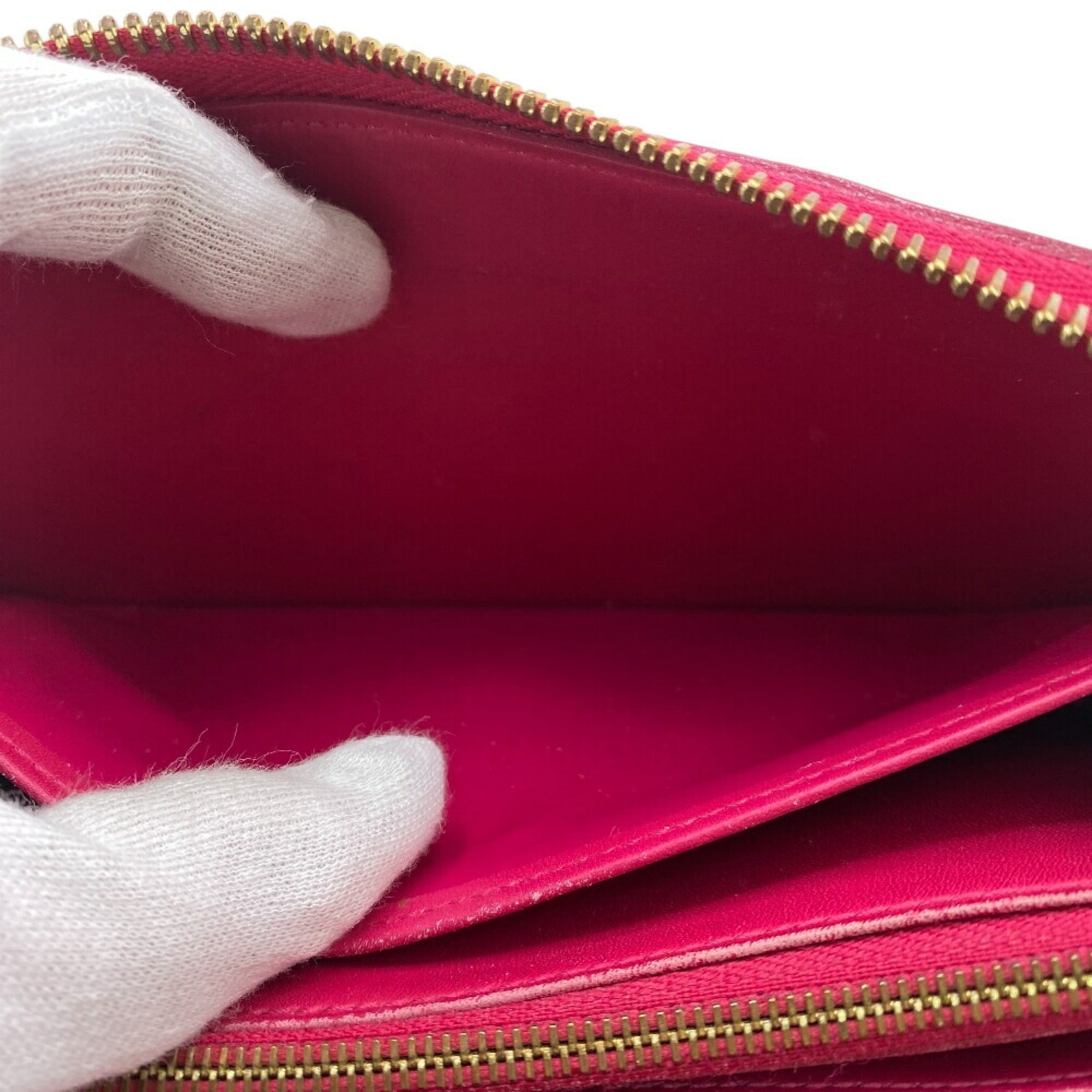 Louis Vuitton Pink Red Color Vernis Leather Long Wallet