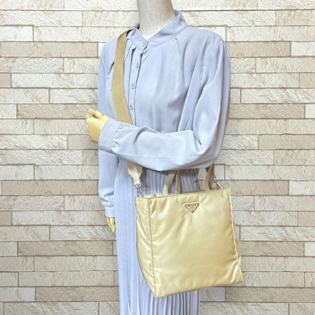 Prada Beige Nylon Shoulder Bag