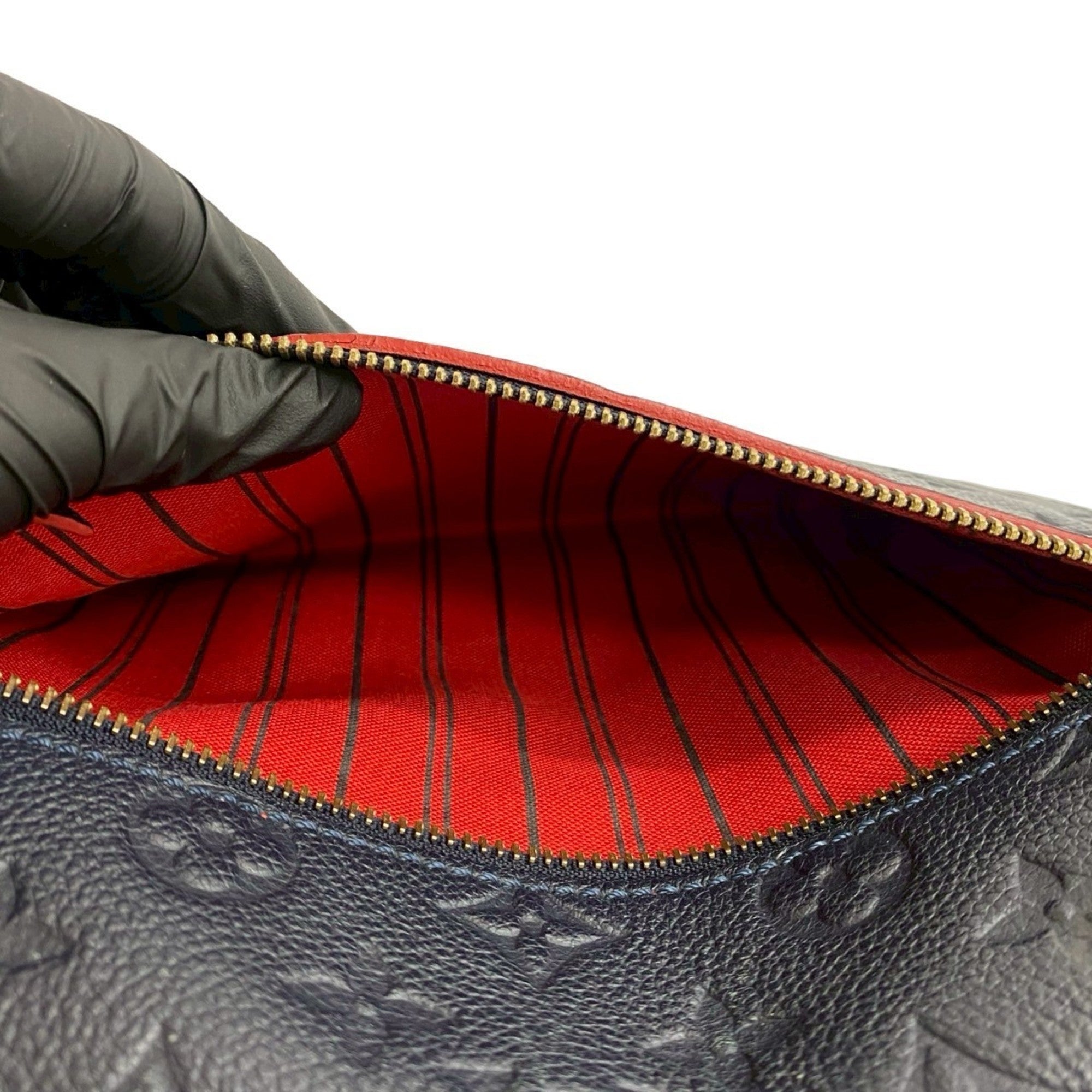 Louis Vuitton Navy Red Color Leather Handbag Shoulder Bag
