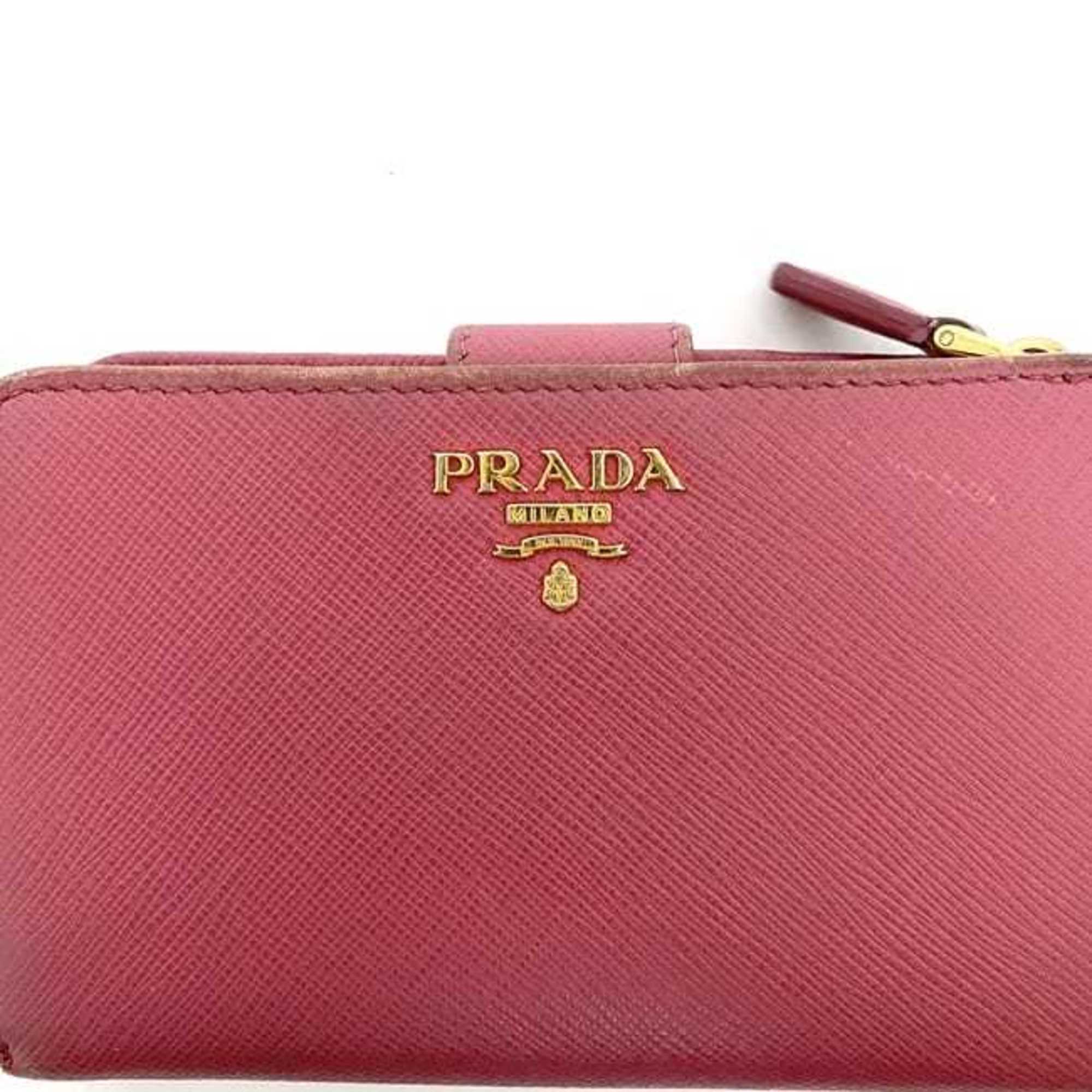 Prada Pink Saffiano Metal Wallet (Bi-Fold)