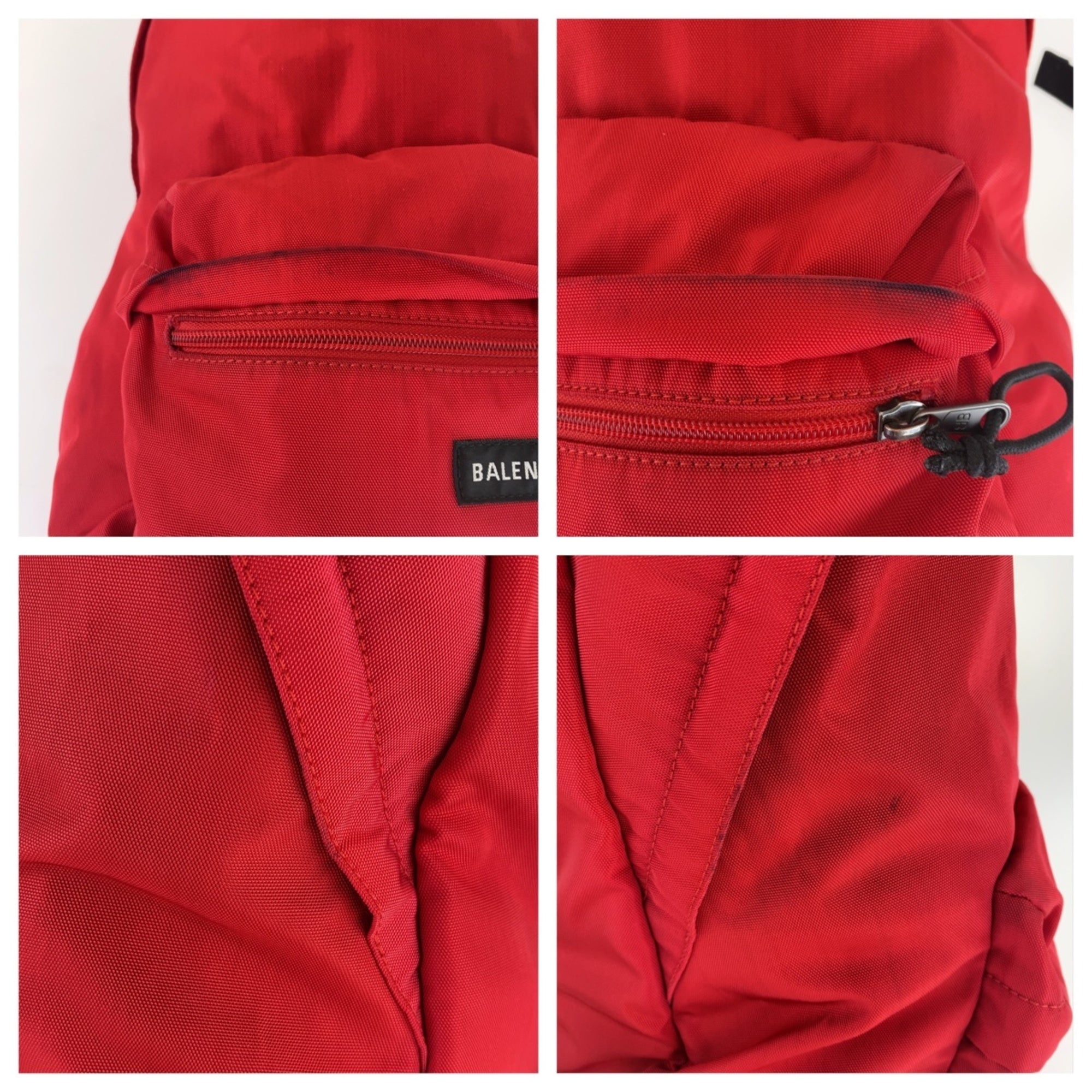 Balenciaga Black Red Color Nylon Backpack