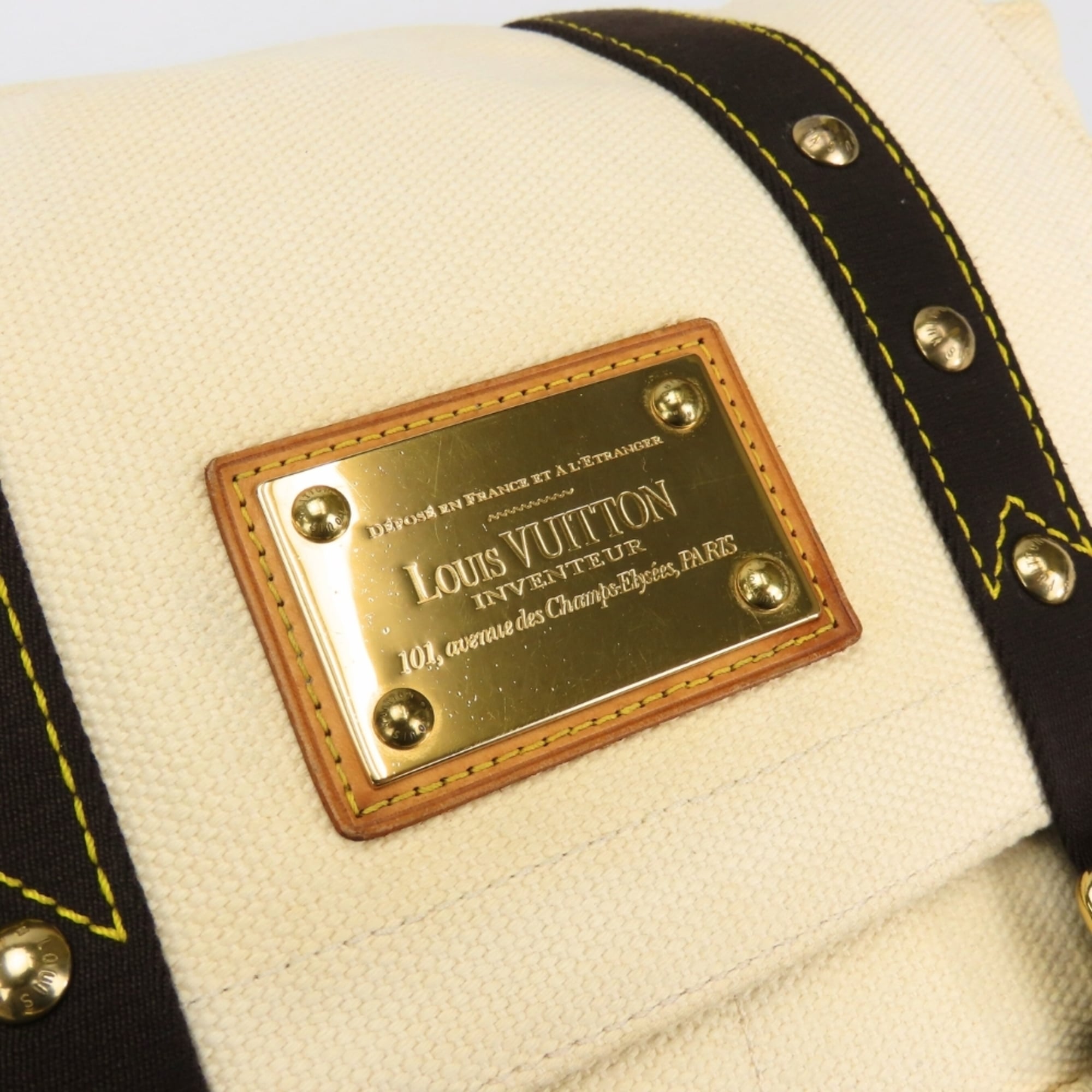 Louis Vuitton Brown Ecru Ivory Canvas Shoulder Bag