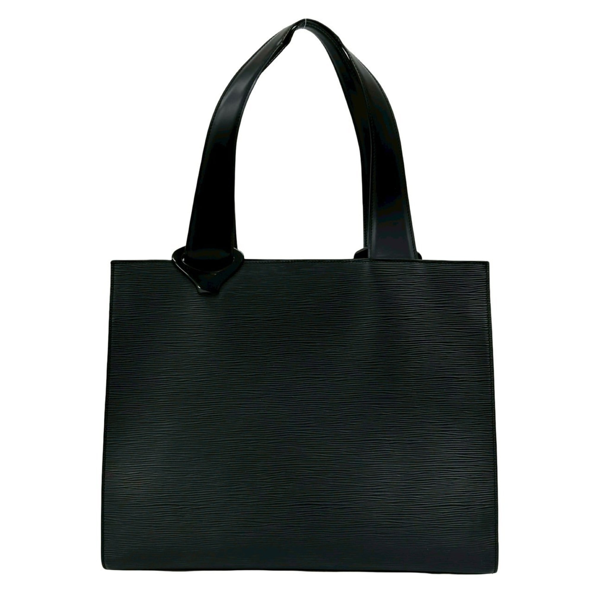 Louis Vuitton Black Leather Handbag Shoulder Bag Tote Bag