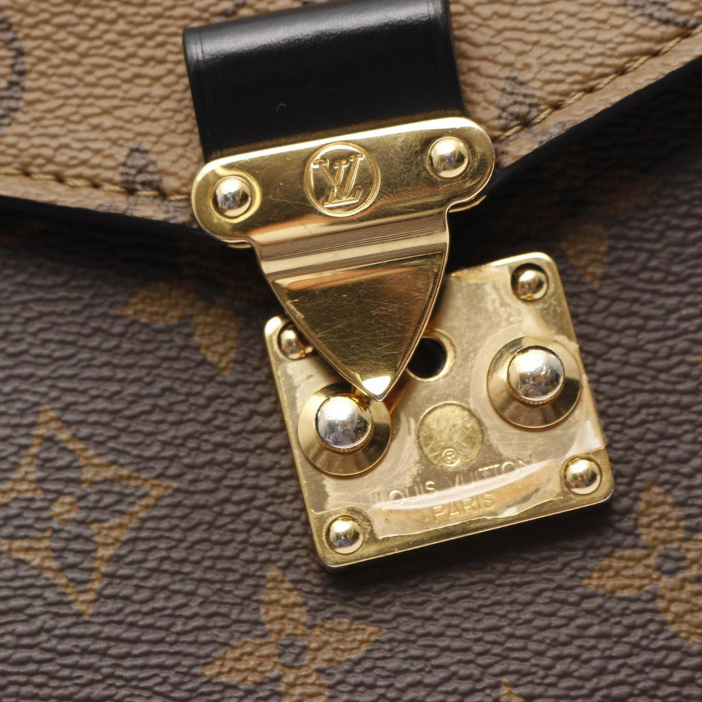 Louis Vuitton Black Brown Coated Canvas Leather Handbag Pochette