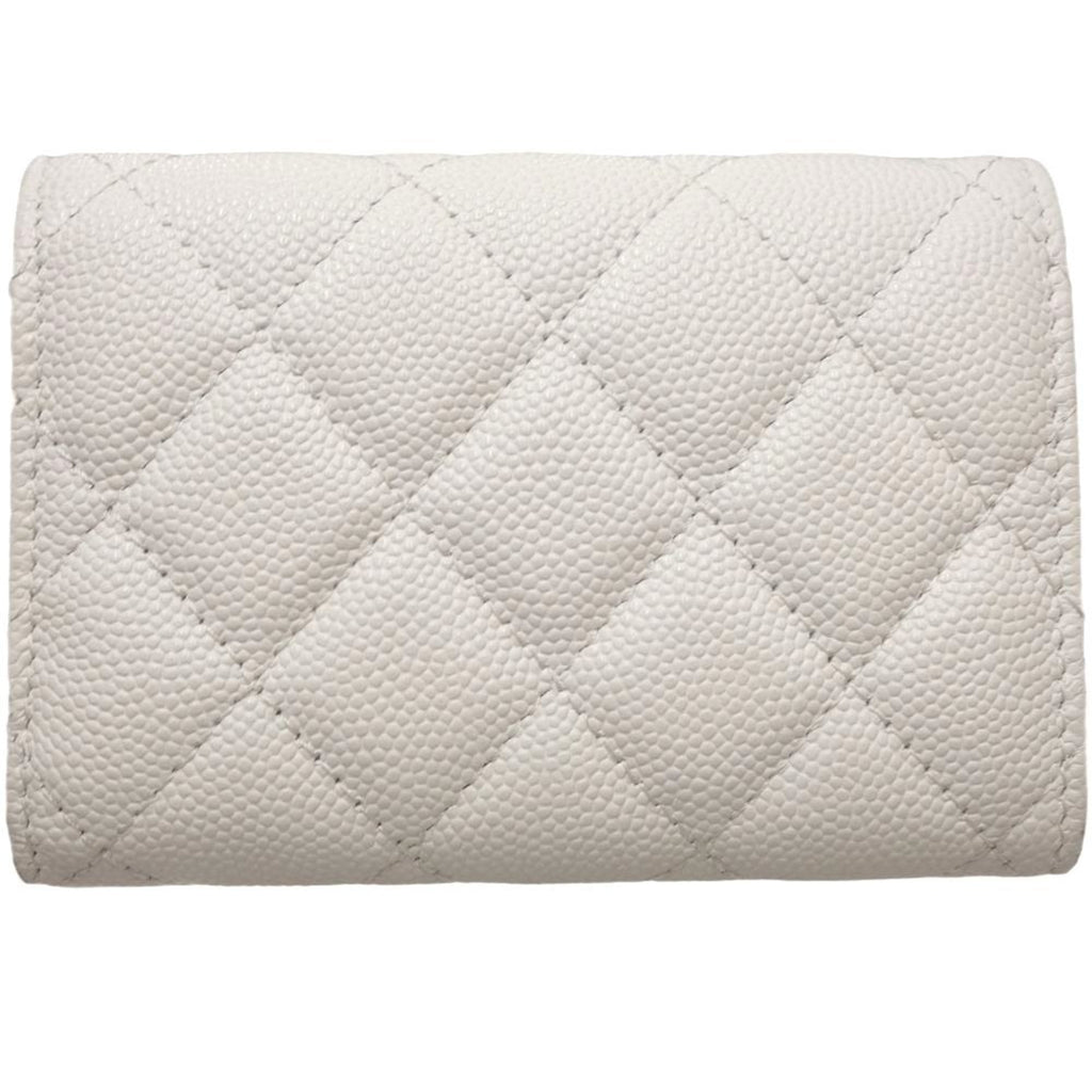 Chanel White Grained Calfskin Wallet (Tri-Fold)