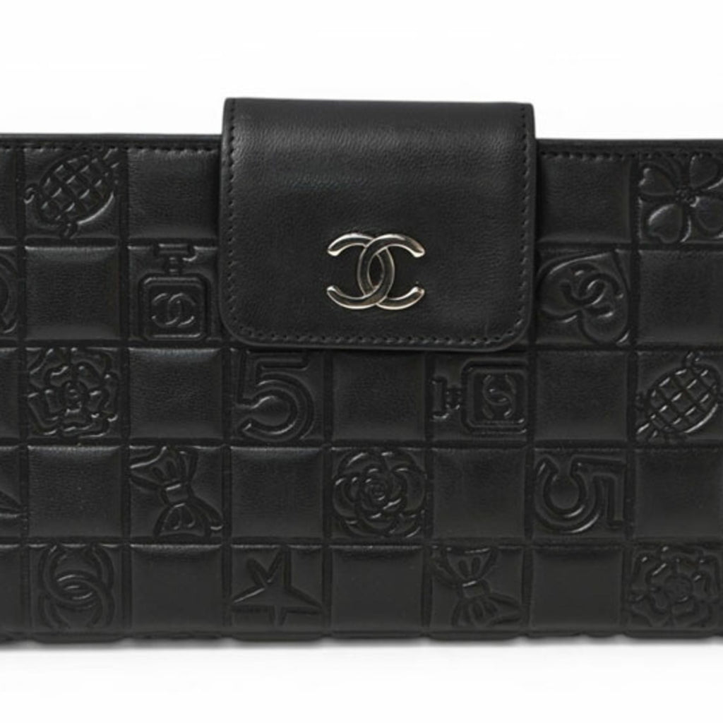 Chanel Black Leather Long Wallet (Bi-Fold)