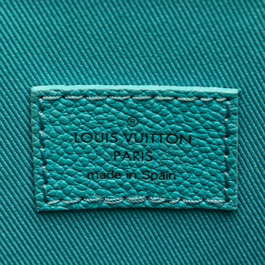 Louis Vuitton Damier Turquoise White Cuir Ombre Leather Handbag Shoulder Bag