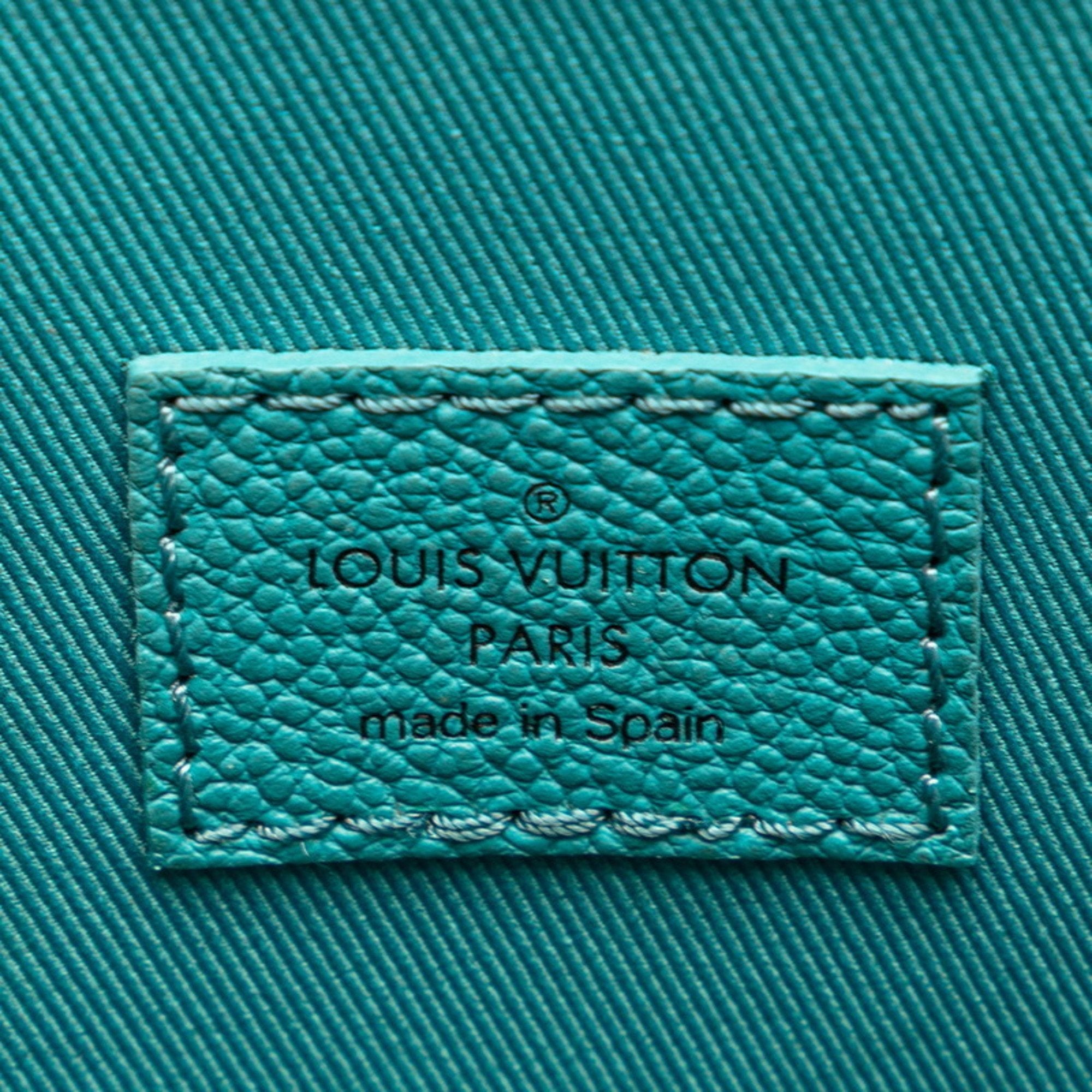 Louis Vuitton Damier Turquoise White Cuir Ombre Leather Handbag Shoulder Bag