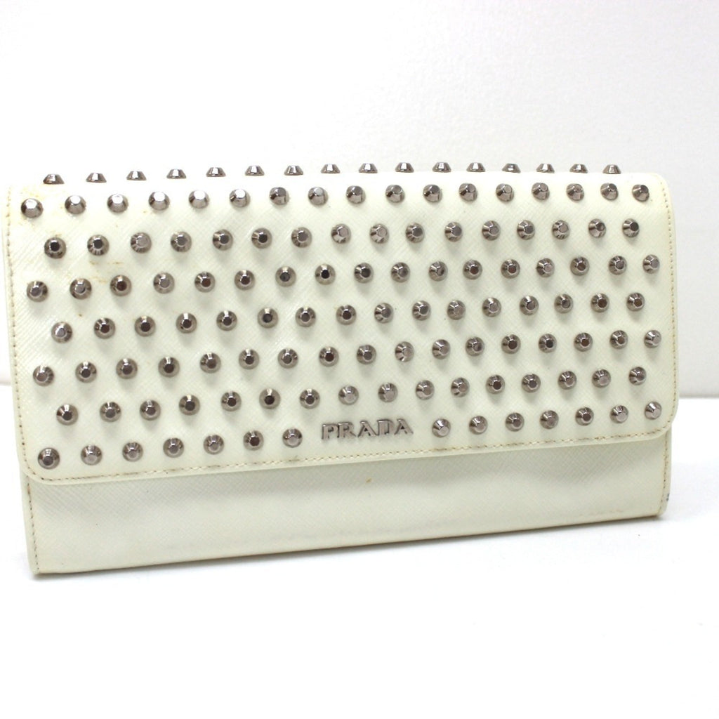 Prada White Leather Long Wallet (Bi-Fold)