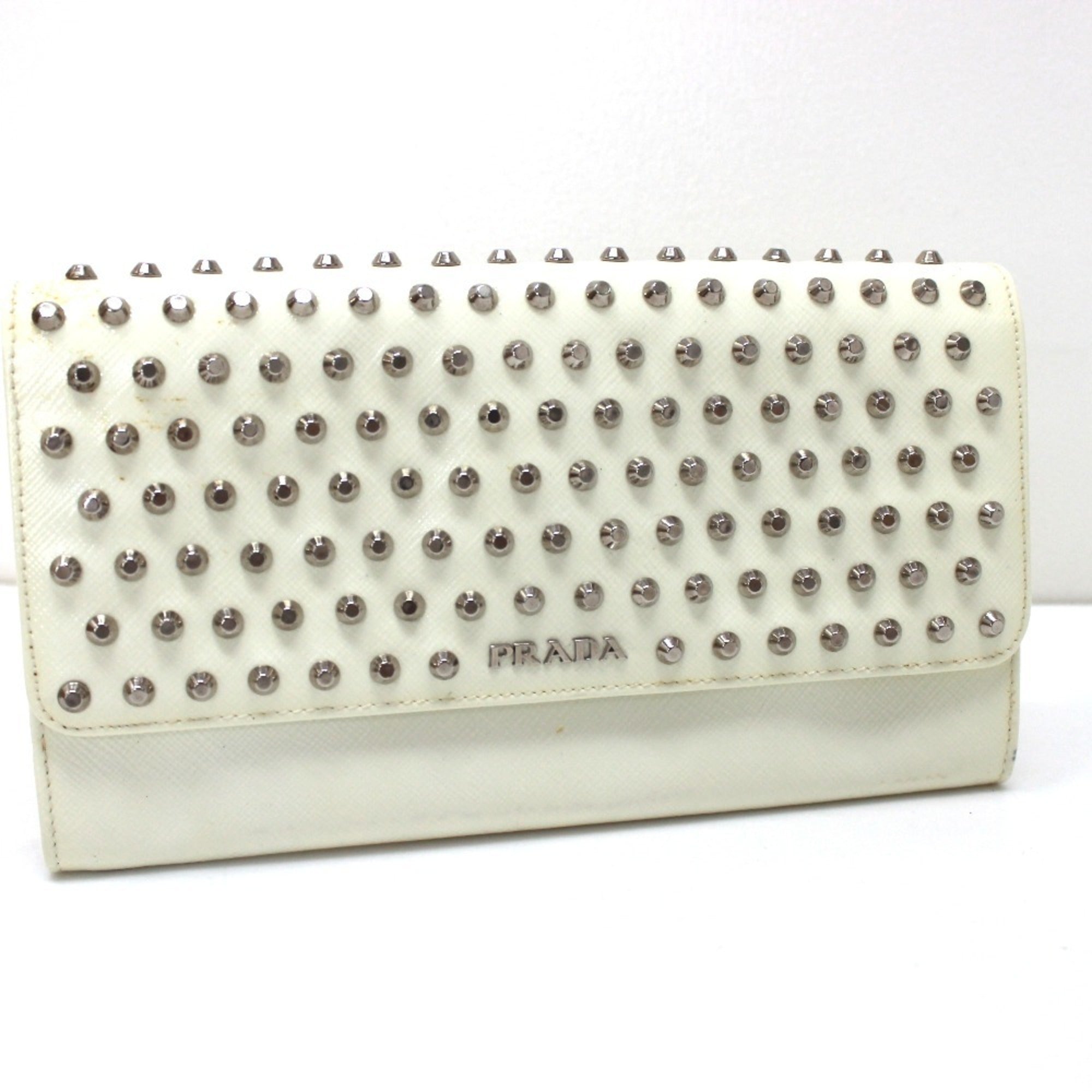 Prada White Leather Long Wallet (Bi-Fold)