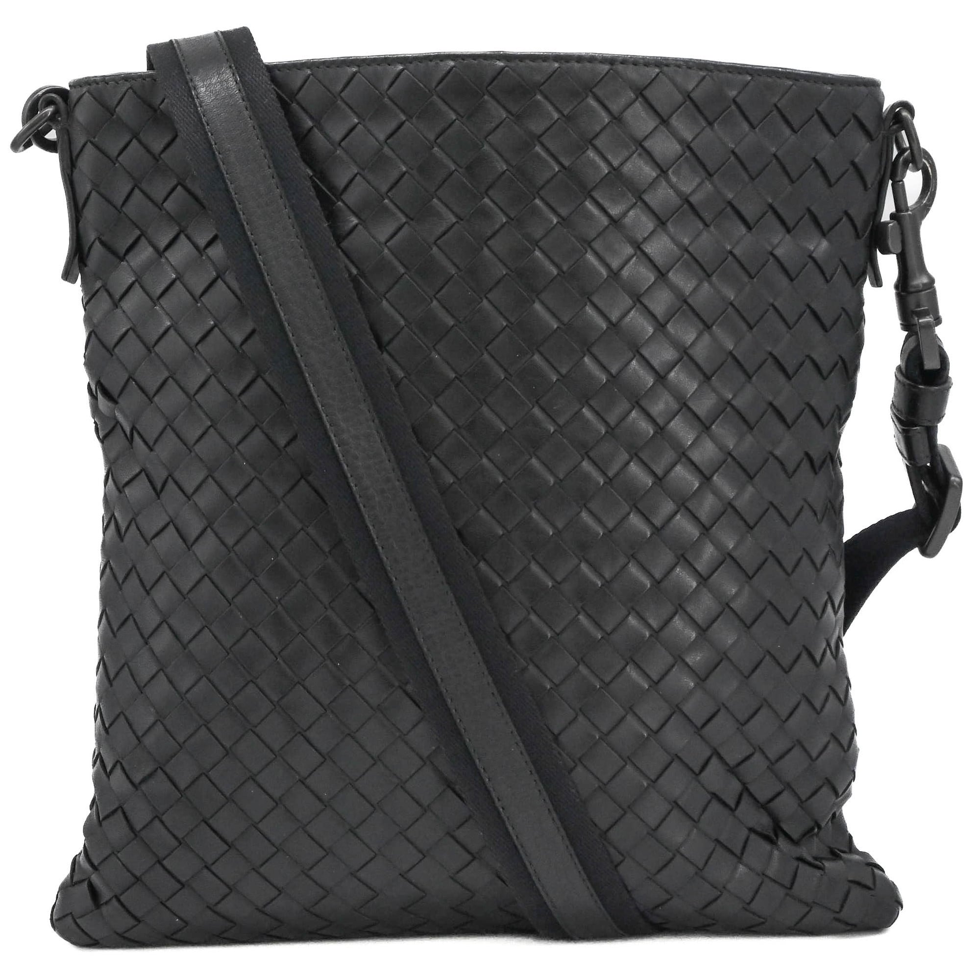 Bottega Veneta Black Intrecciato Leather Shoulder Bag