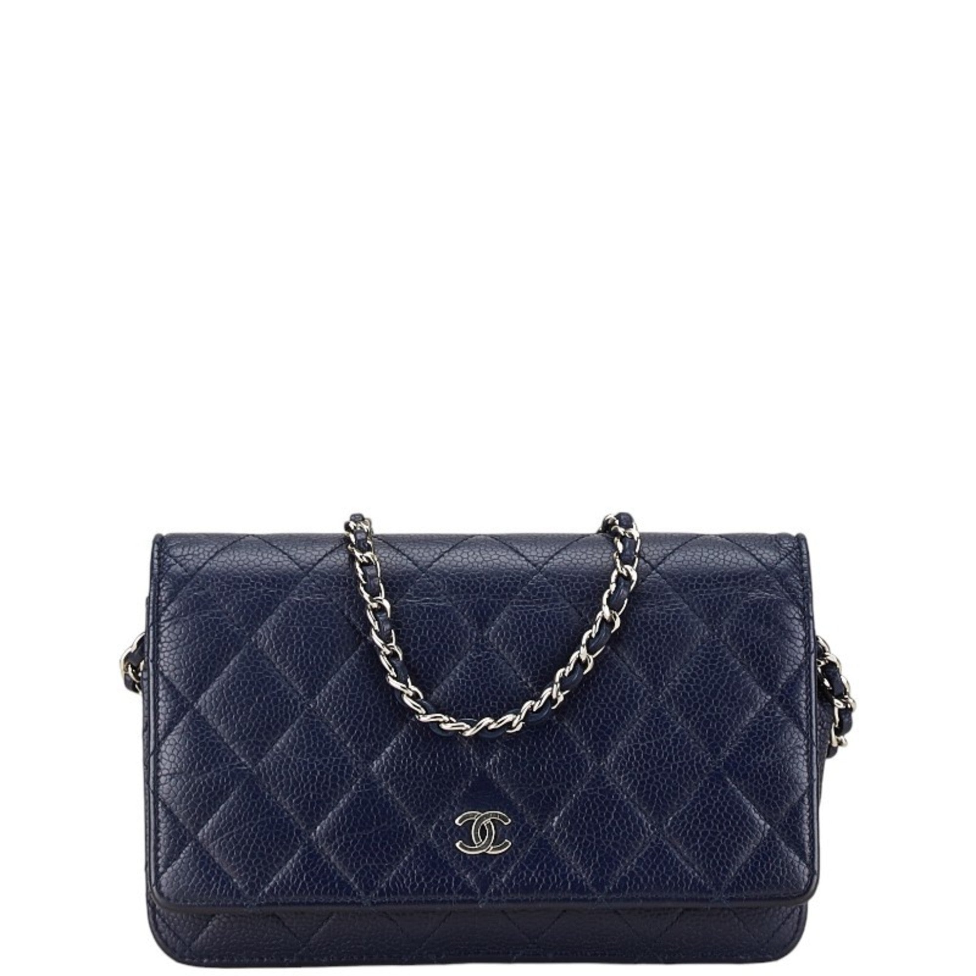 Chanel Navy Grained Calfskin Coin Purse/Coin Case