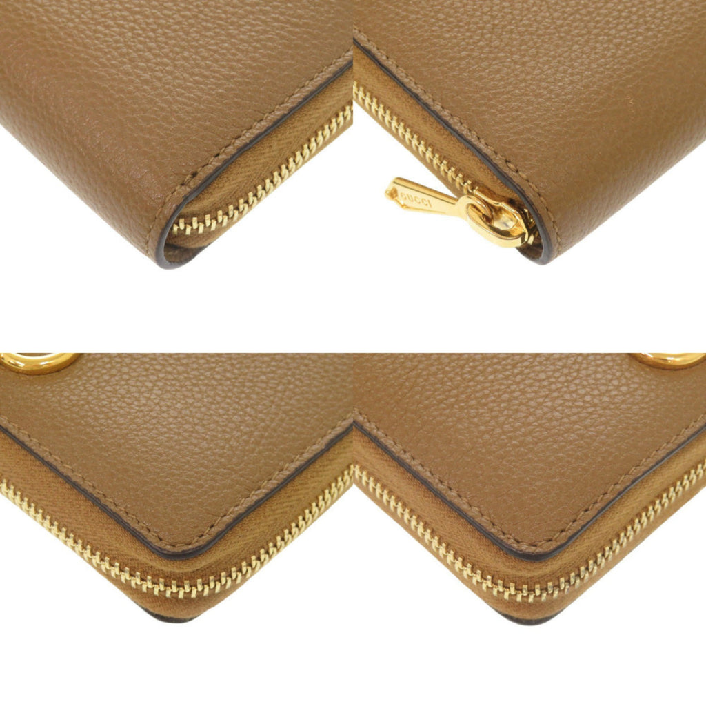 Gucci Brown Leather Long Wallet (Bi-Fold) (Pre-Owned)