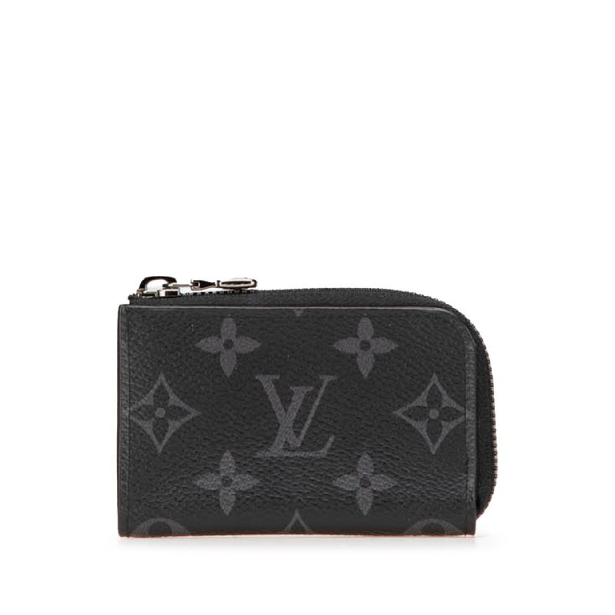 Louis Vuitton Black Leather Pvc Coin Purse/Coin Case