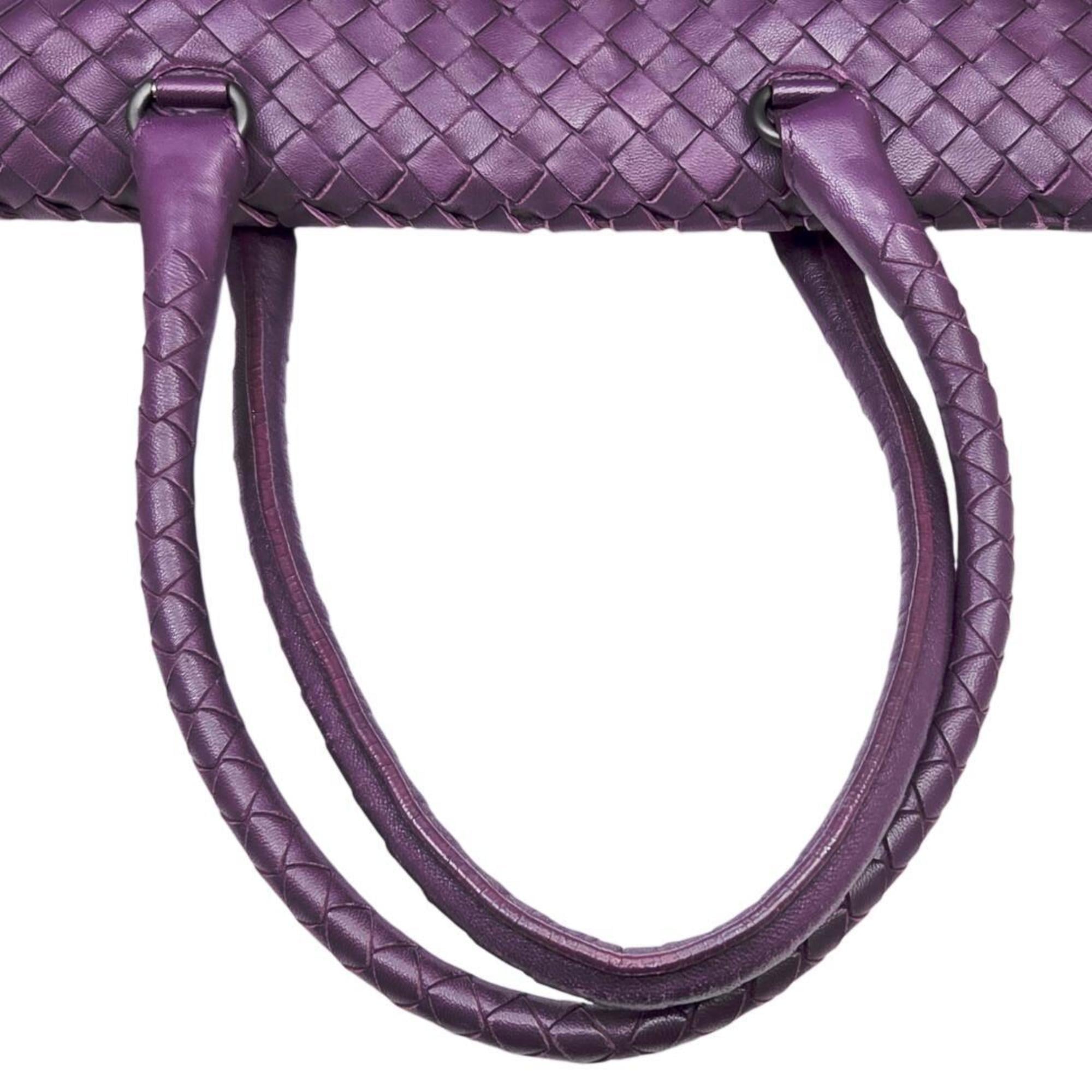 Bottega Veneta Purple Leather Boston Bag Handbag Tote Bag