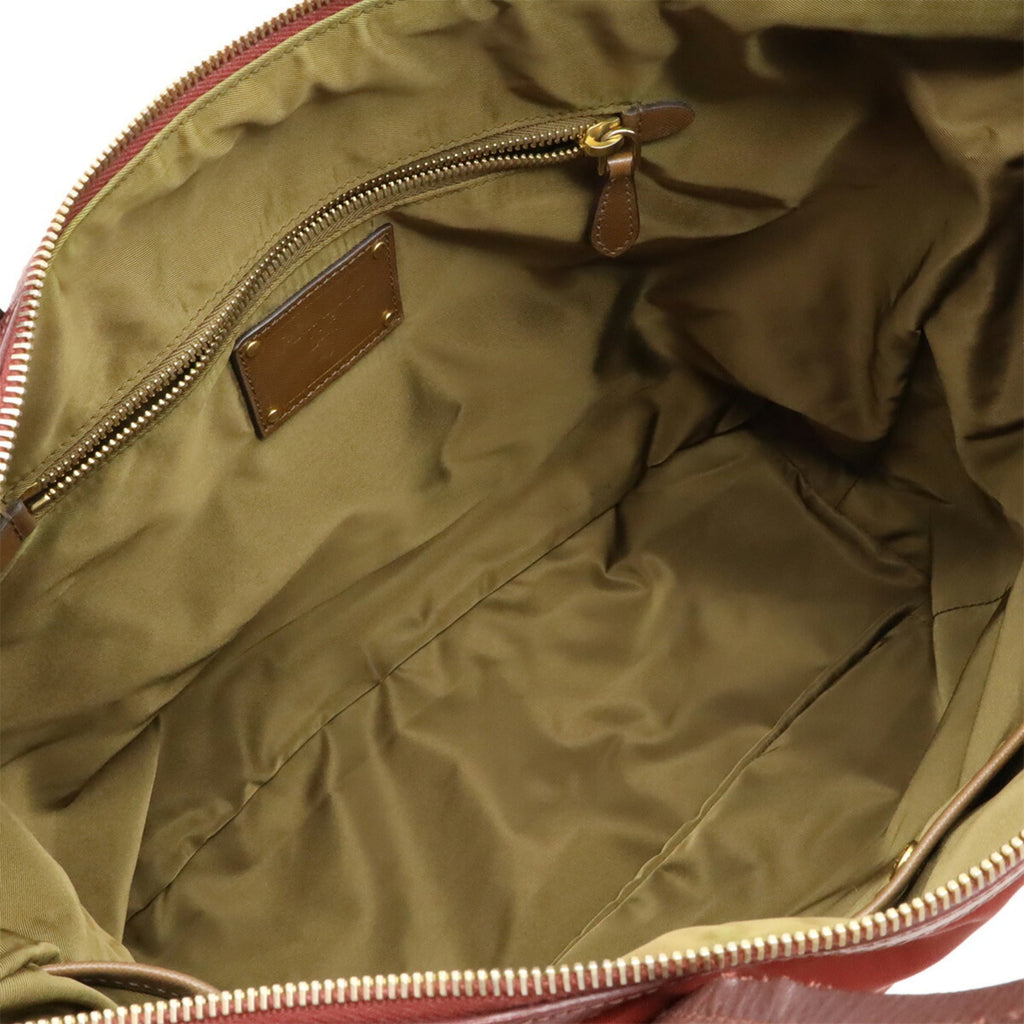 Prada Red Color Wine Nylon Leather Shoulder Bag Tote Bag