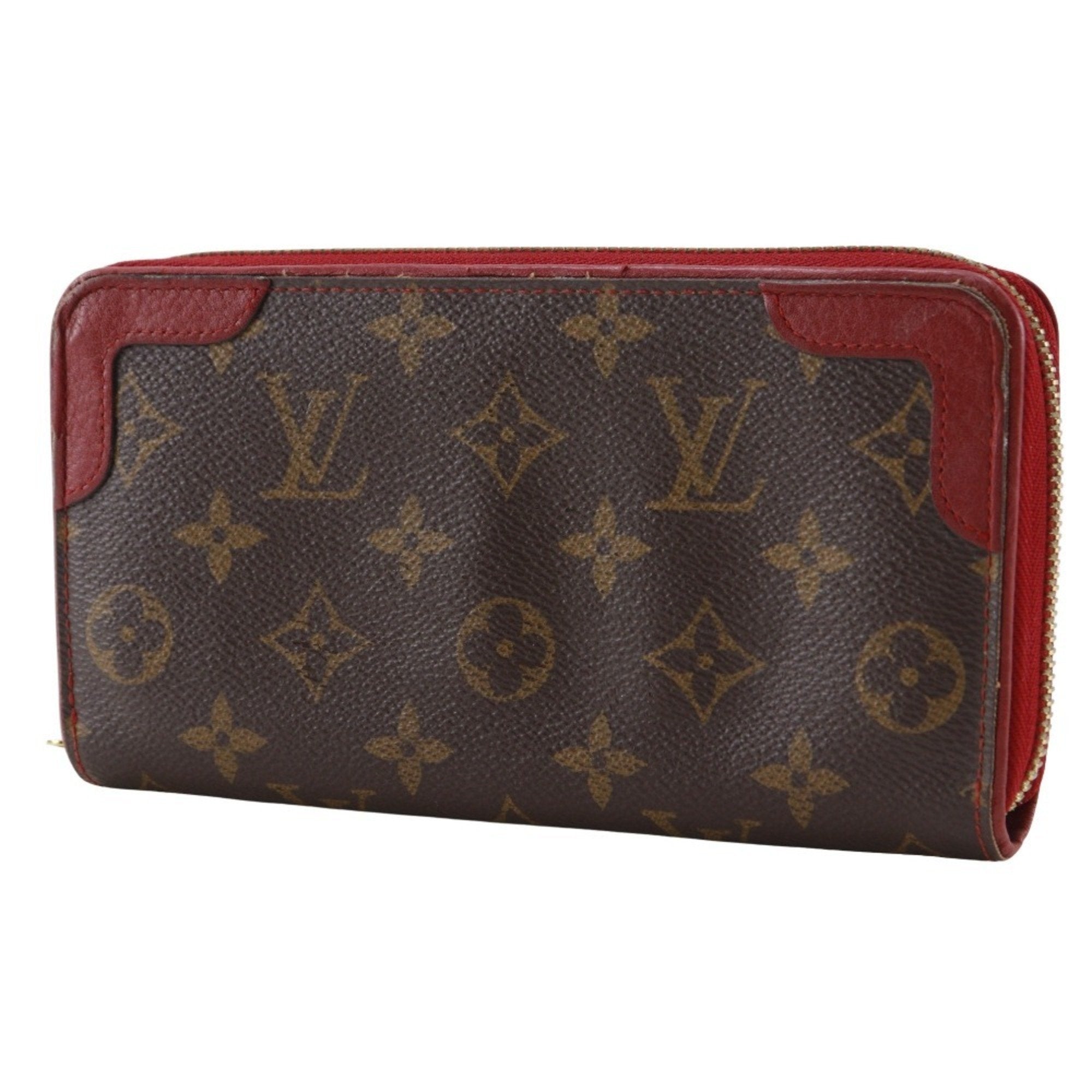 Louis Vuitton Monogram Brown Cerise Red Color Monogram Long Wallet