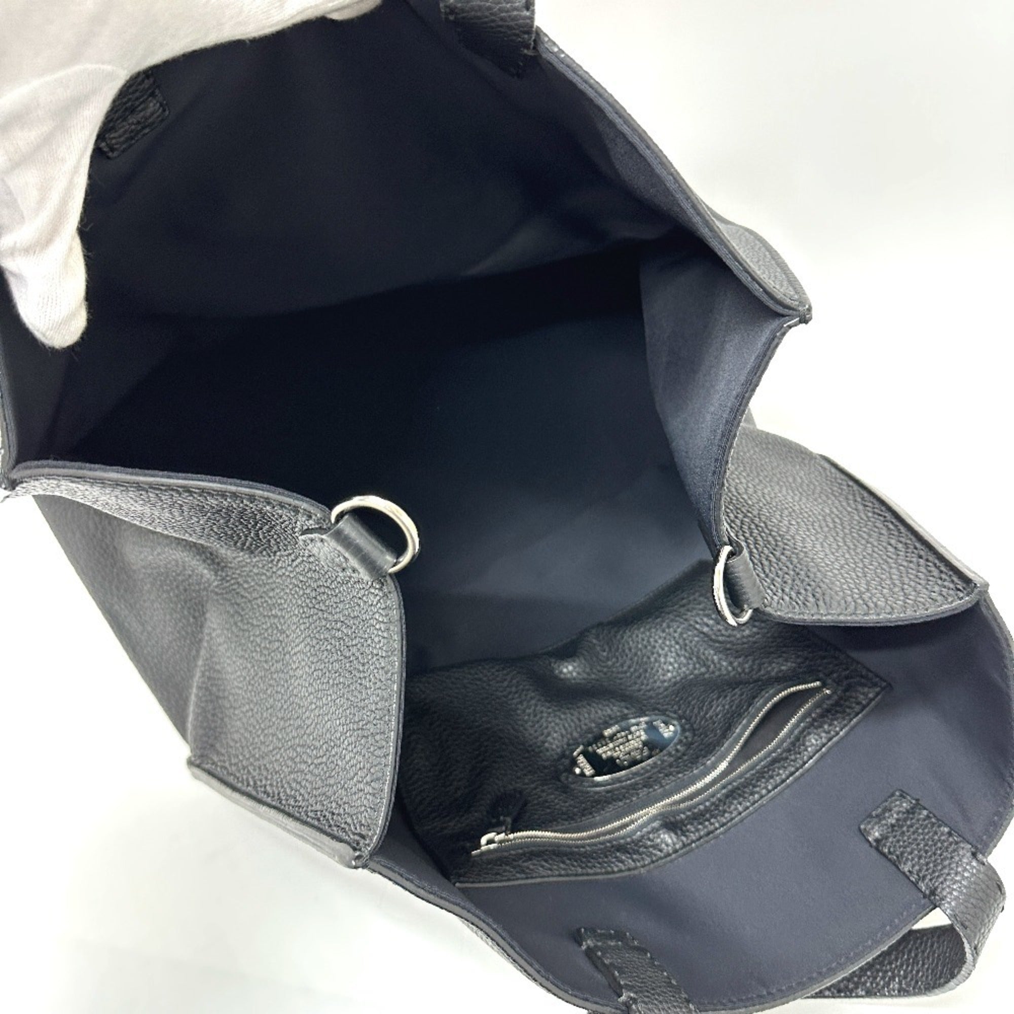 Fendi Selleria Black Leather Tote Bag