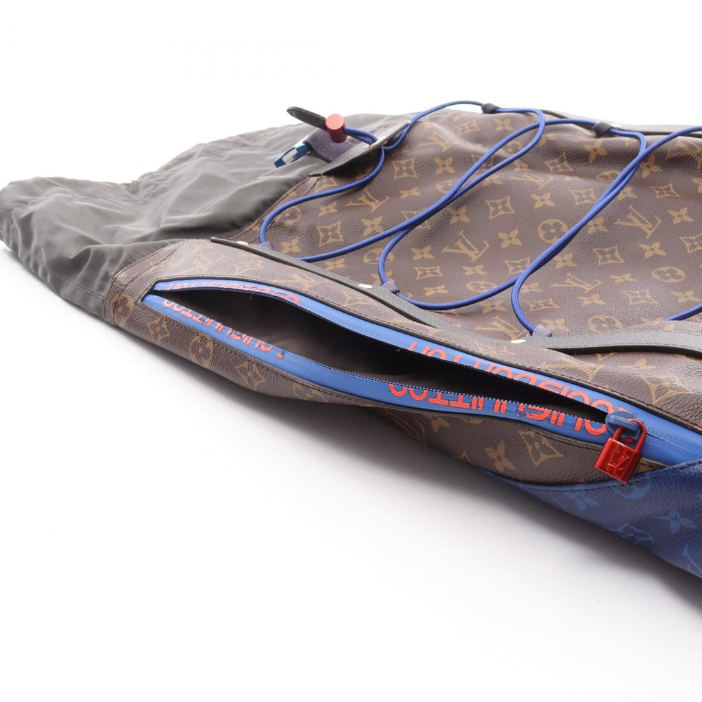 Louis Vuitton Black Blue Brown Monogram Pvc Coated Canvas Leather Backpack