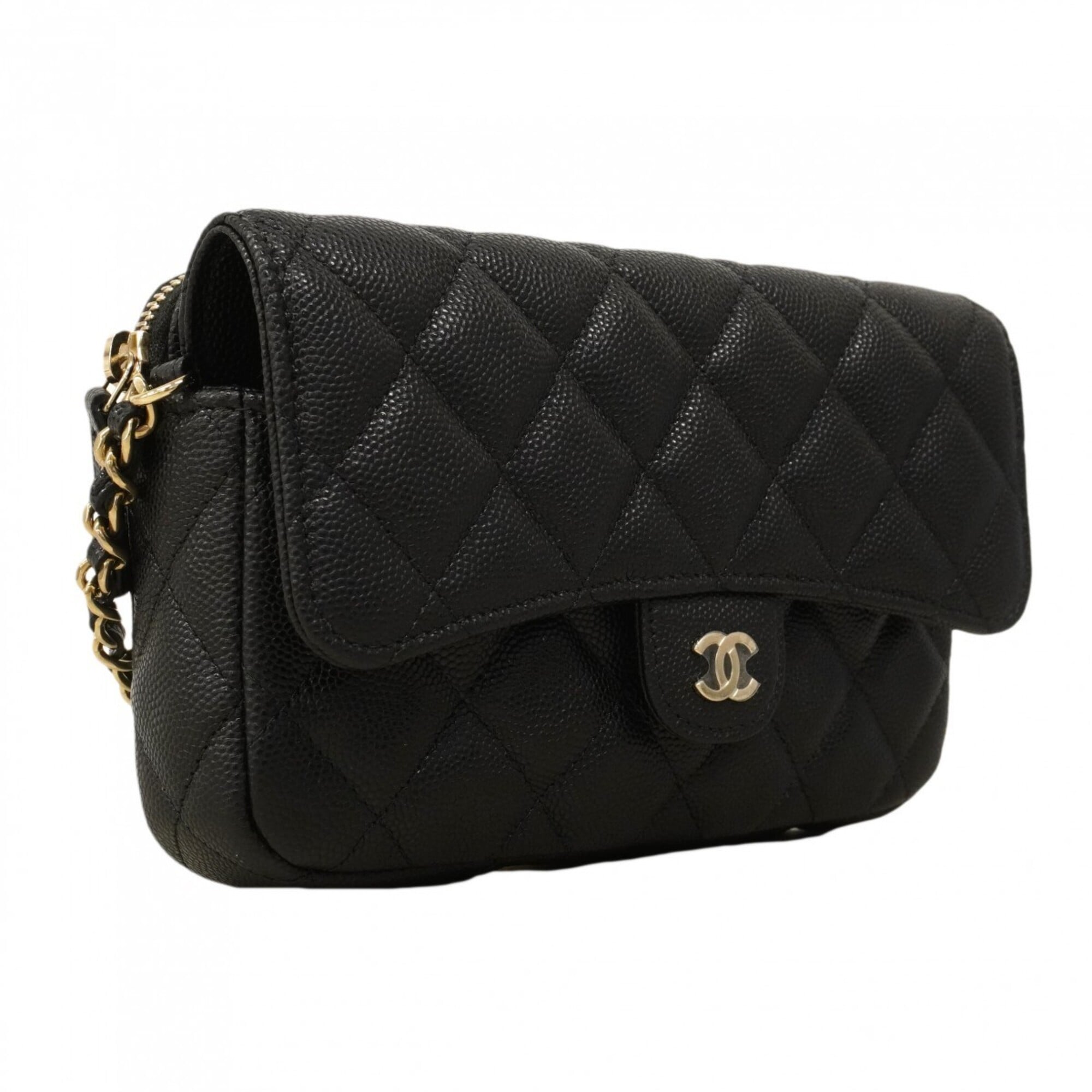 Chanel Black Grained Calfskin Shoulder Bag
