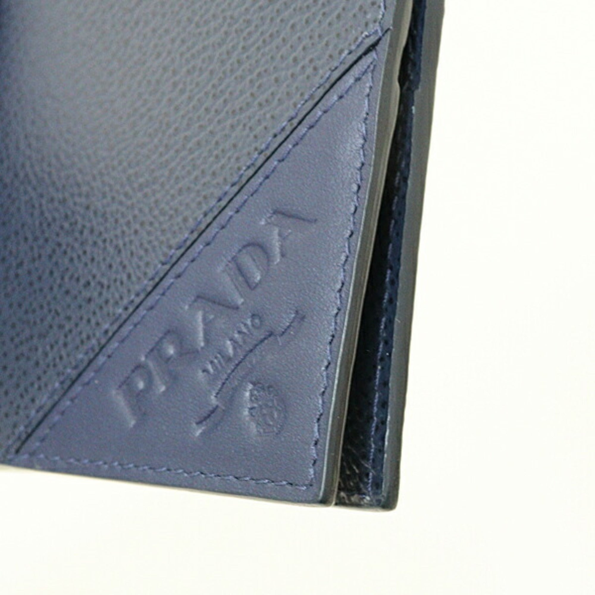 Prada Navy Saffiano Wallet (Bi-Fold)