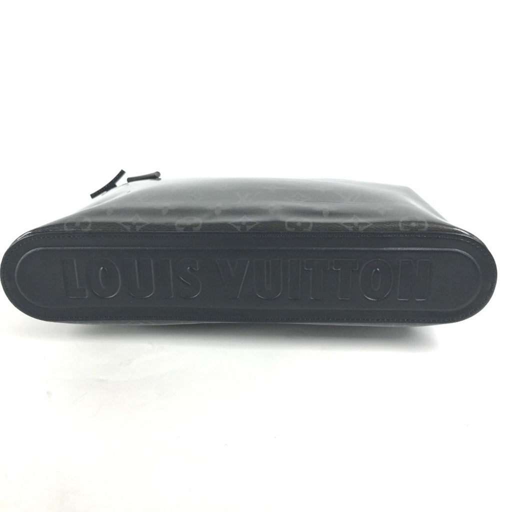 Louis Vuitton Black Vinyl Leather Clutch Bag Pochette Pouch