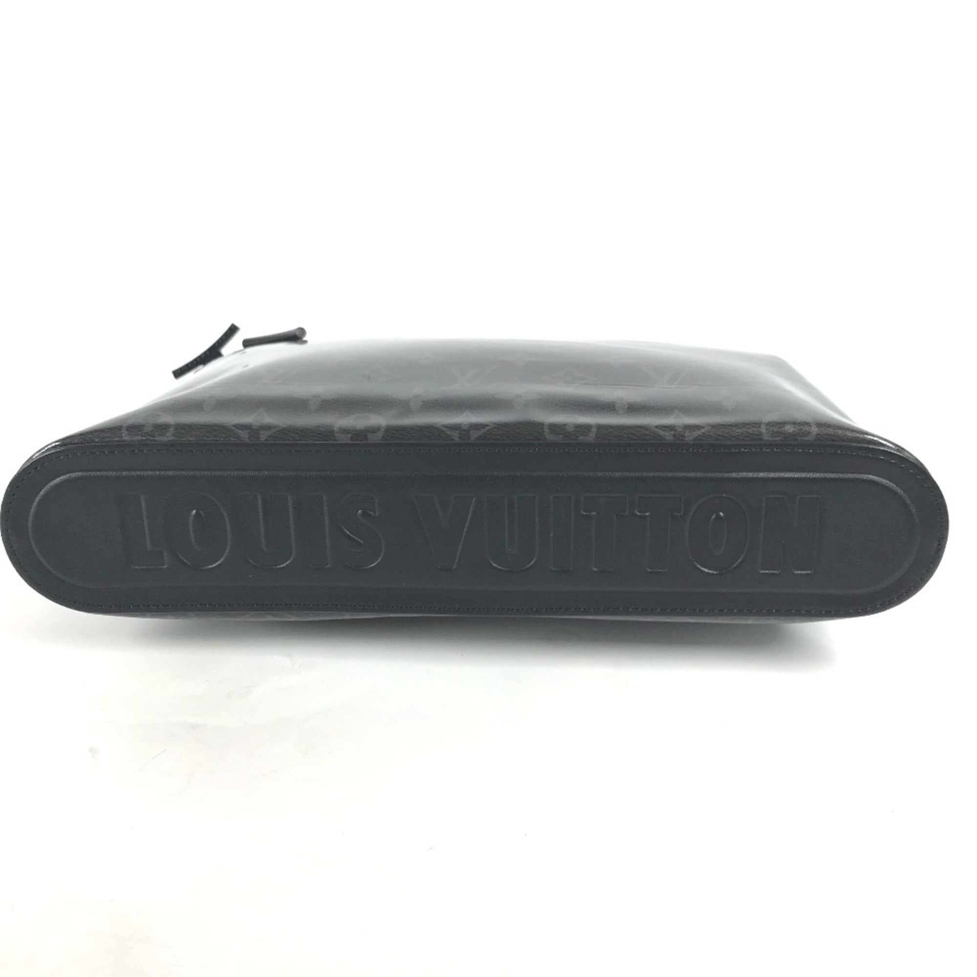 Louis Vuitton Black Vinyl Leather Clutch Bag Pochette Pouch
