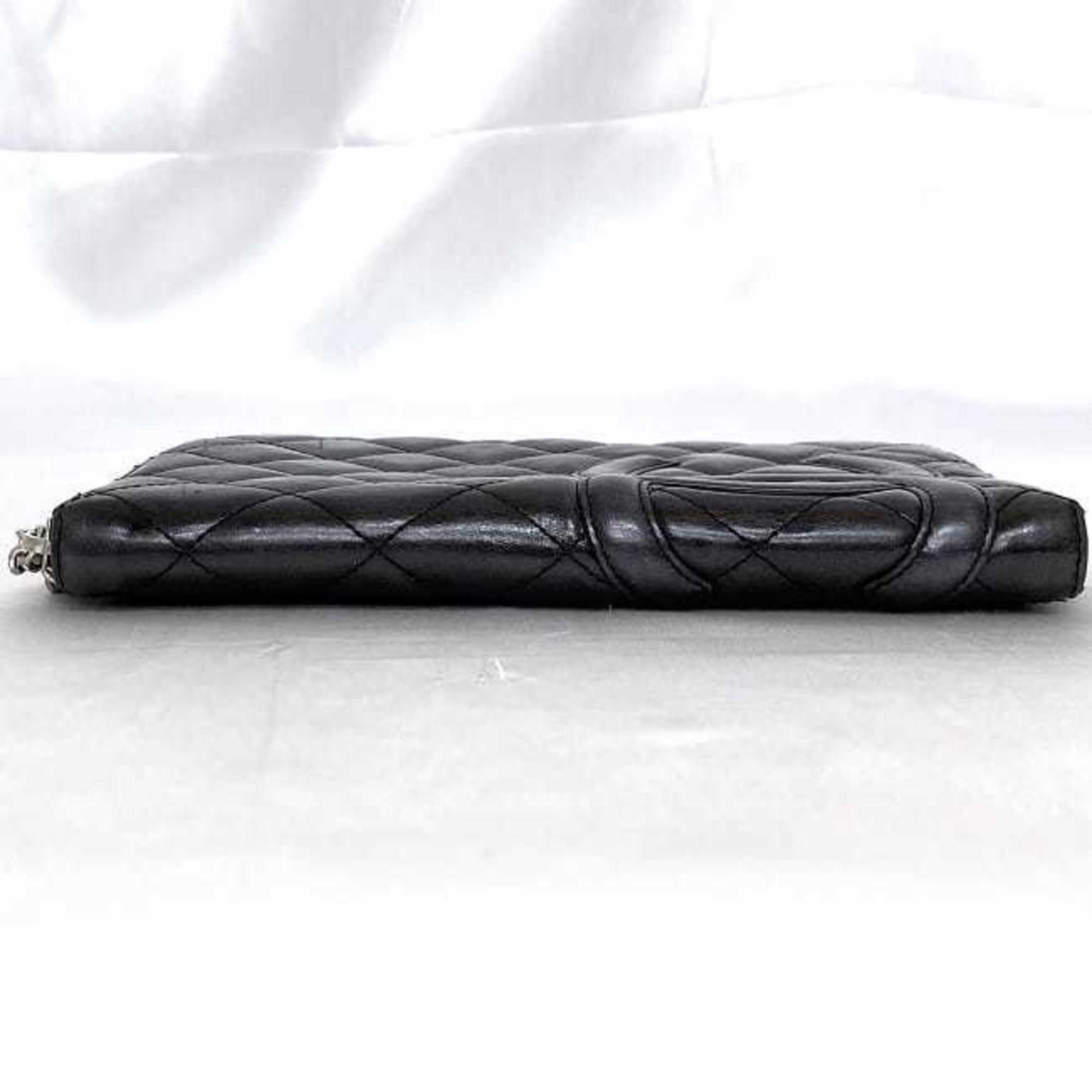 Chanel Black Leather Long Wallet (Bi-Fold)