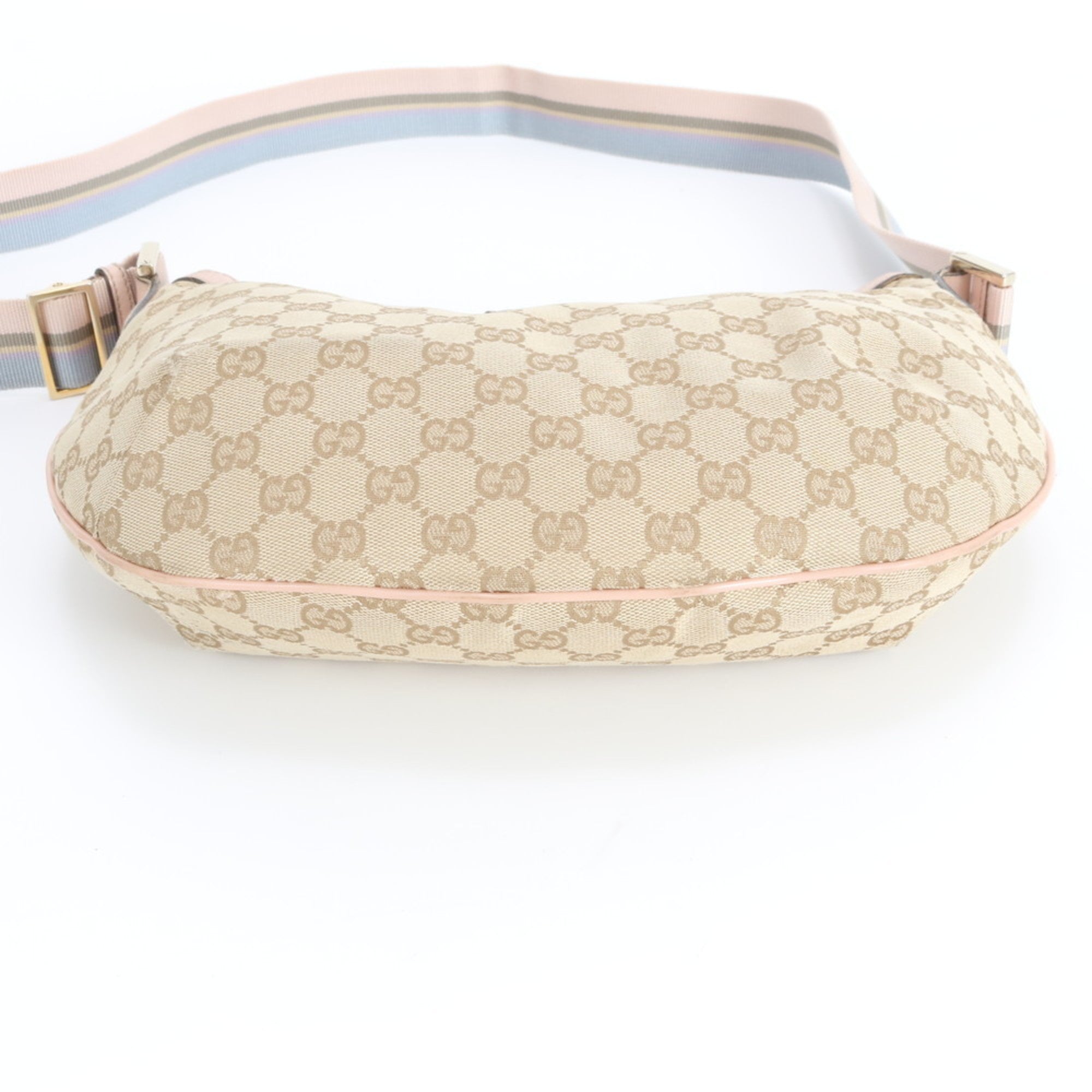 Gucci Beige Leather Canvas Handbag Shoulder Bag Tote Bag (Pre-Owned)