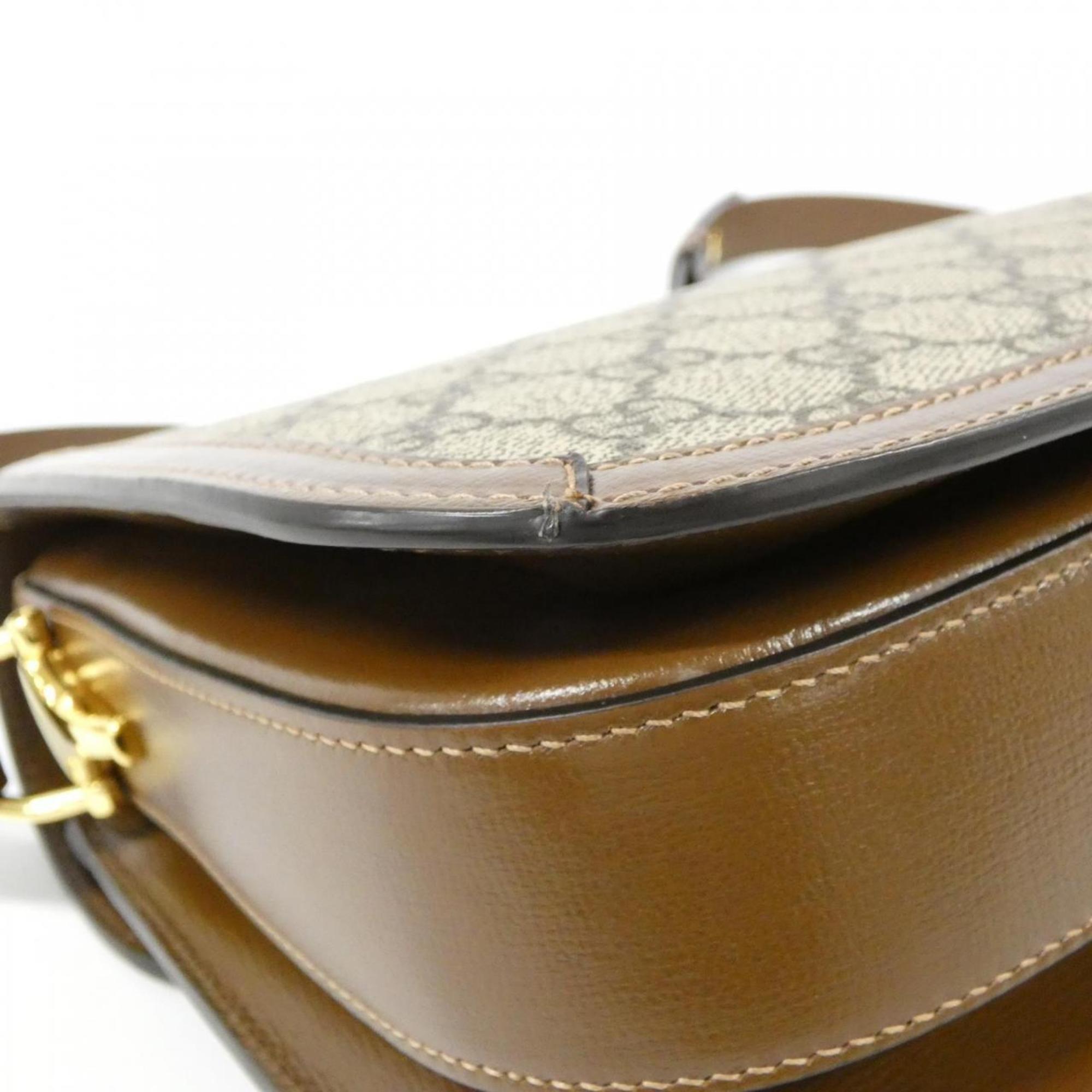 Gucci Beige Brown Gg Supreme Shoulder Bag (Pre-Owned)