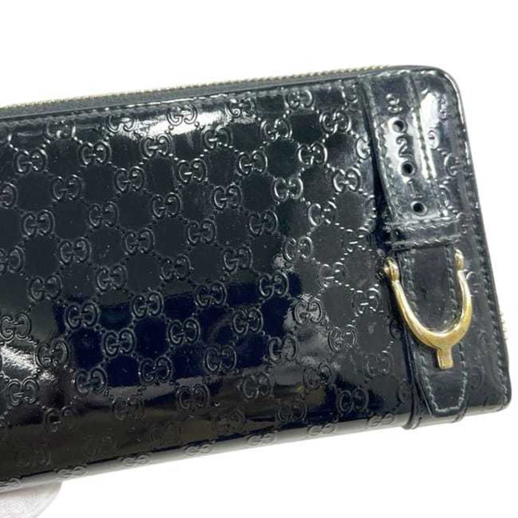 Gucci Black Patent Leather Long Wallet (Bi-Fold) (Pre-Owned)