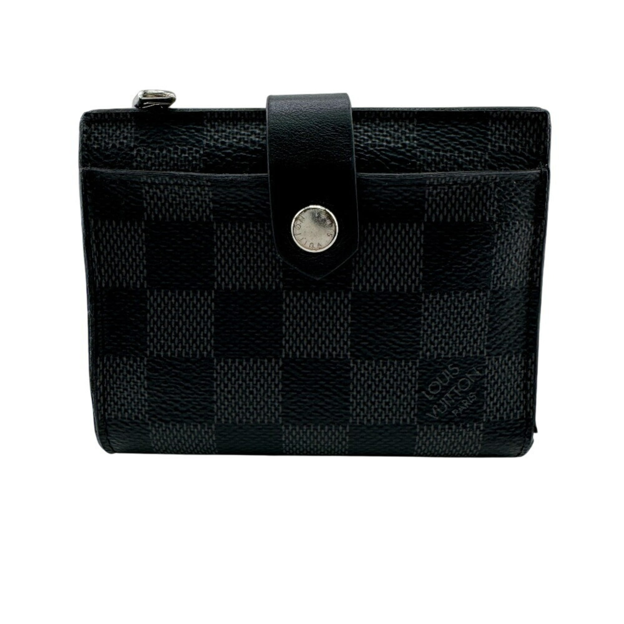 Louis Vuitton Black Gray Leather Wallet