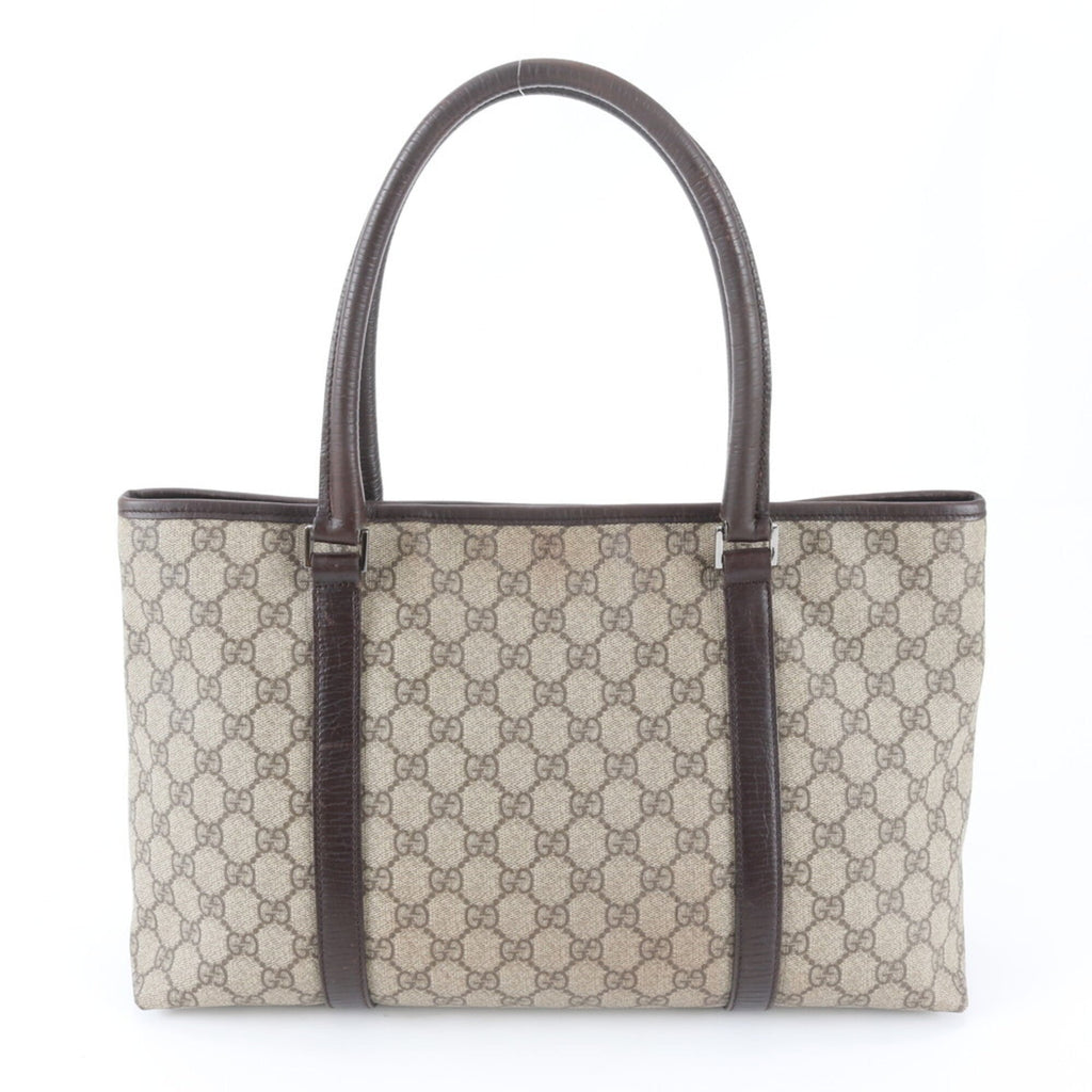 Gucci Beige Brown Leather Coated Canvas Handbag Shoulder Bag Tote Bag (Pre-Owned)
