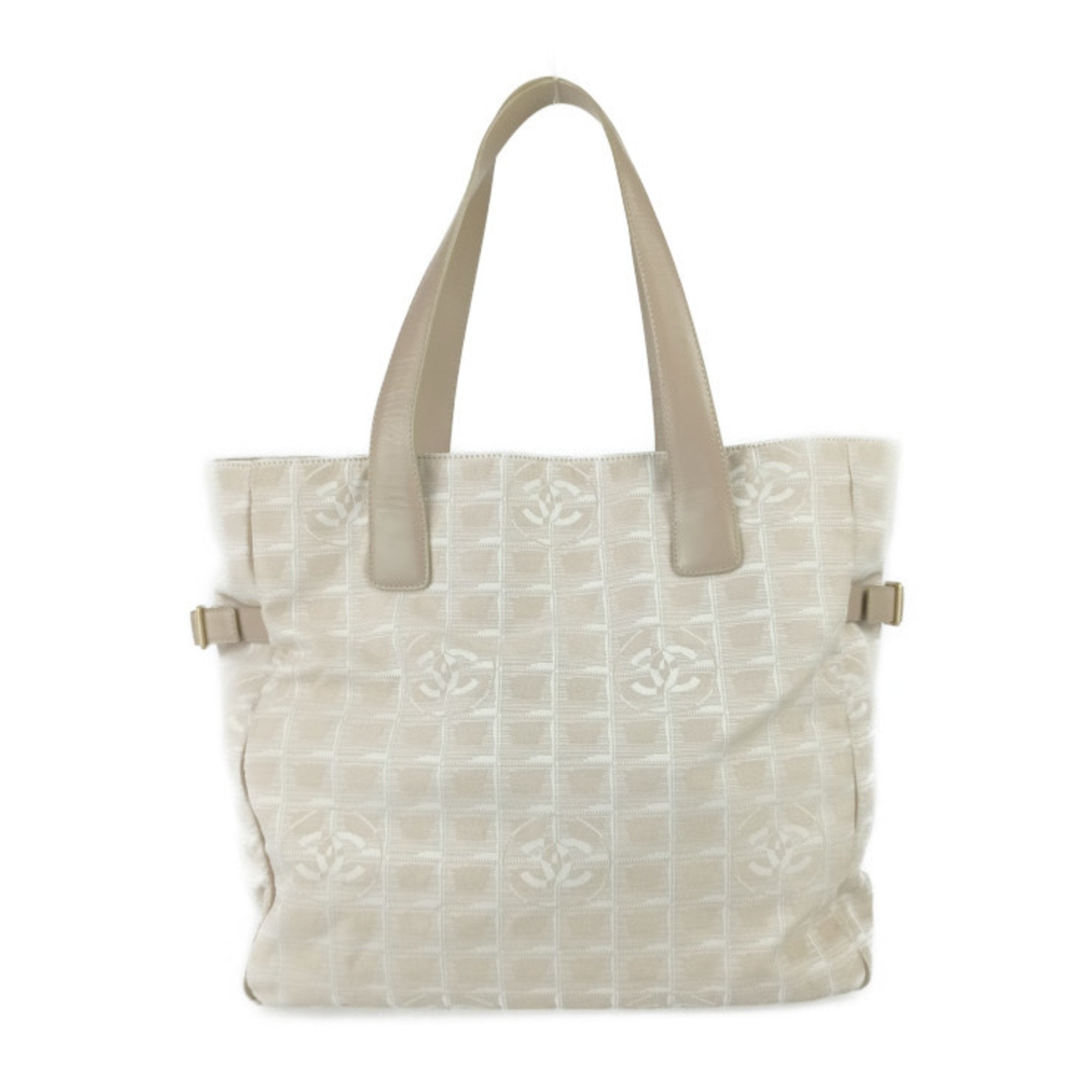 Chanel Beige Canvas Handbag Shoulder Bag Tote Bag