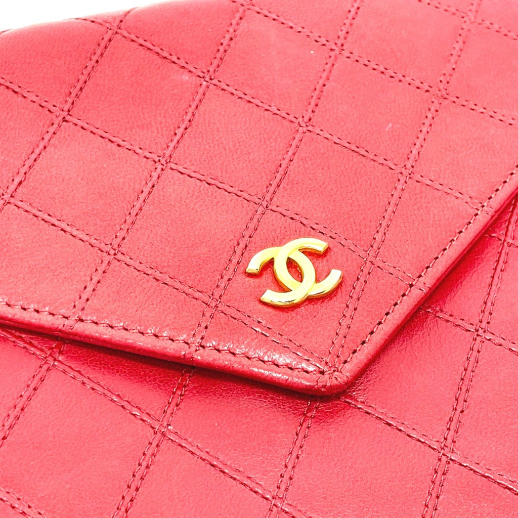 Chanel Red Leather Shoulder Bag