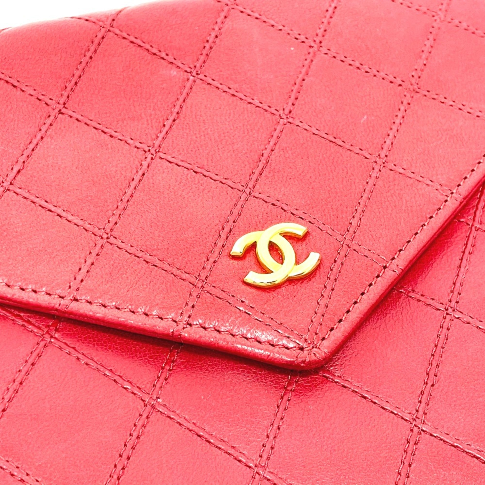 Chanel Red Leather Shoulder Bag