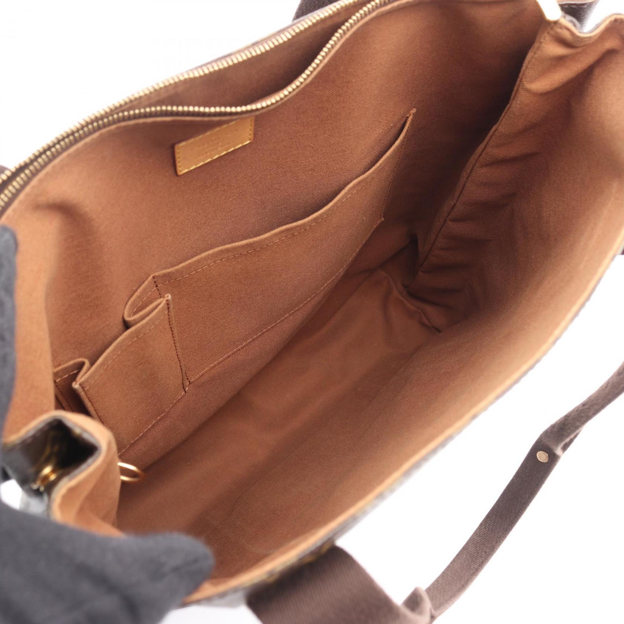 Louis Vuitton Brown Monogram Coated Canvas Leather Tote Bag