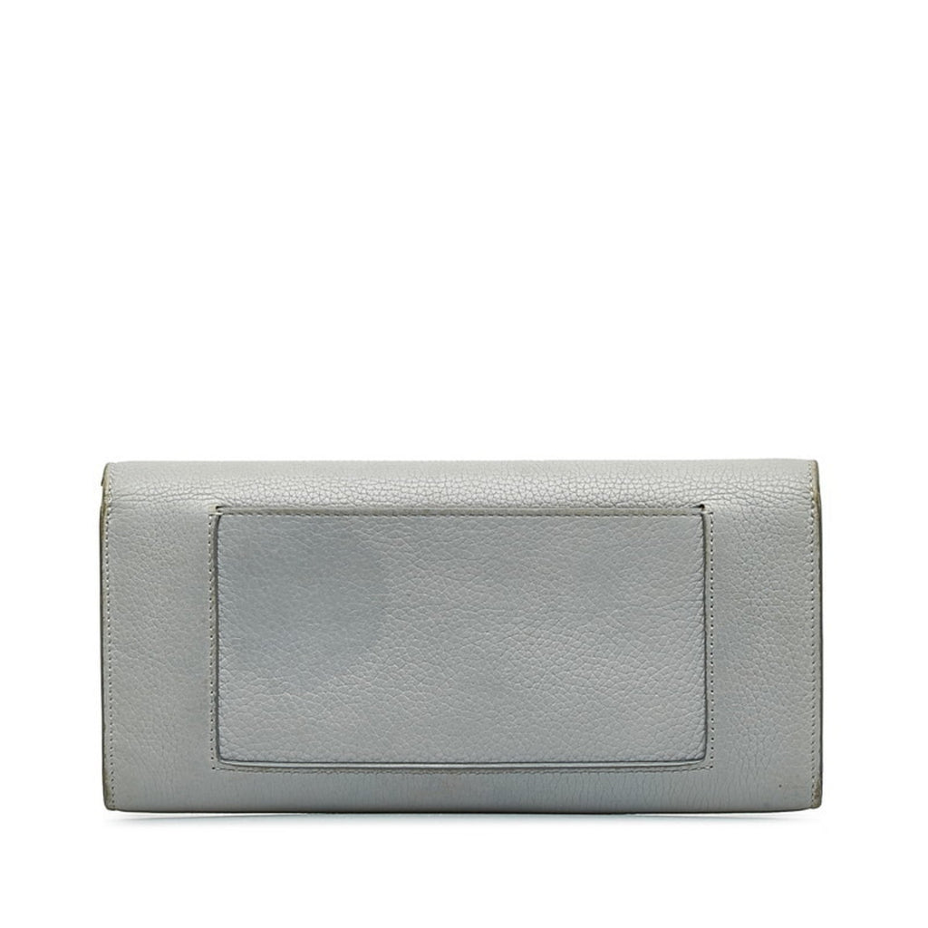 Celine Gray Leather Long Wallet (Bi-Fold)