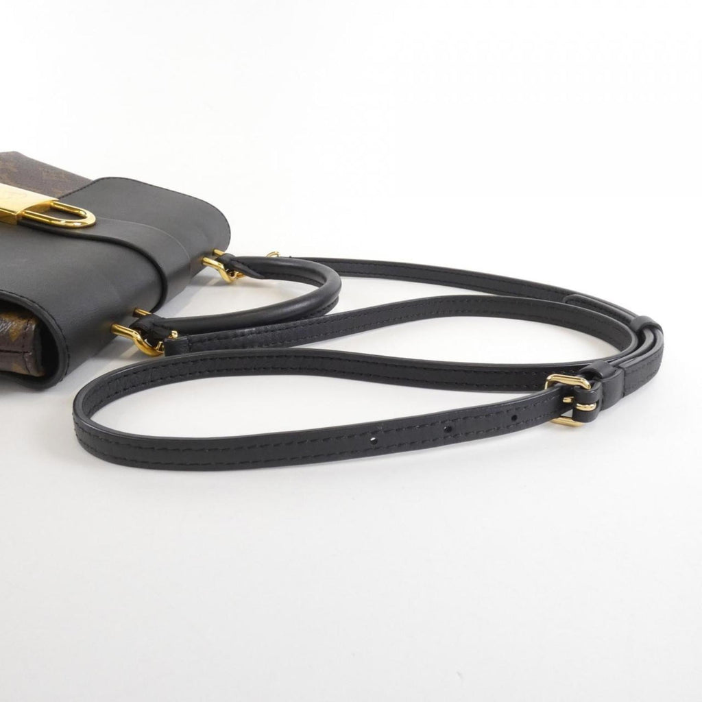 Louis Vuitton Black Marron Coated Canvas Leather Handbag
