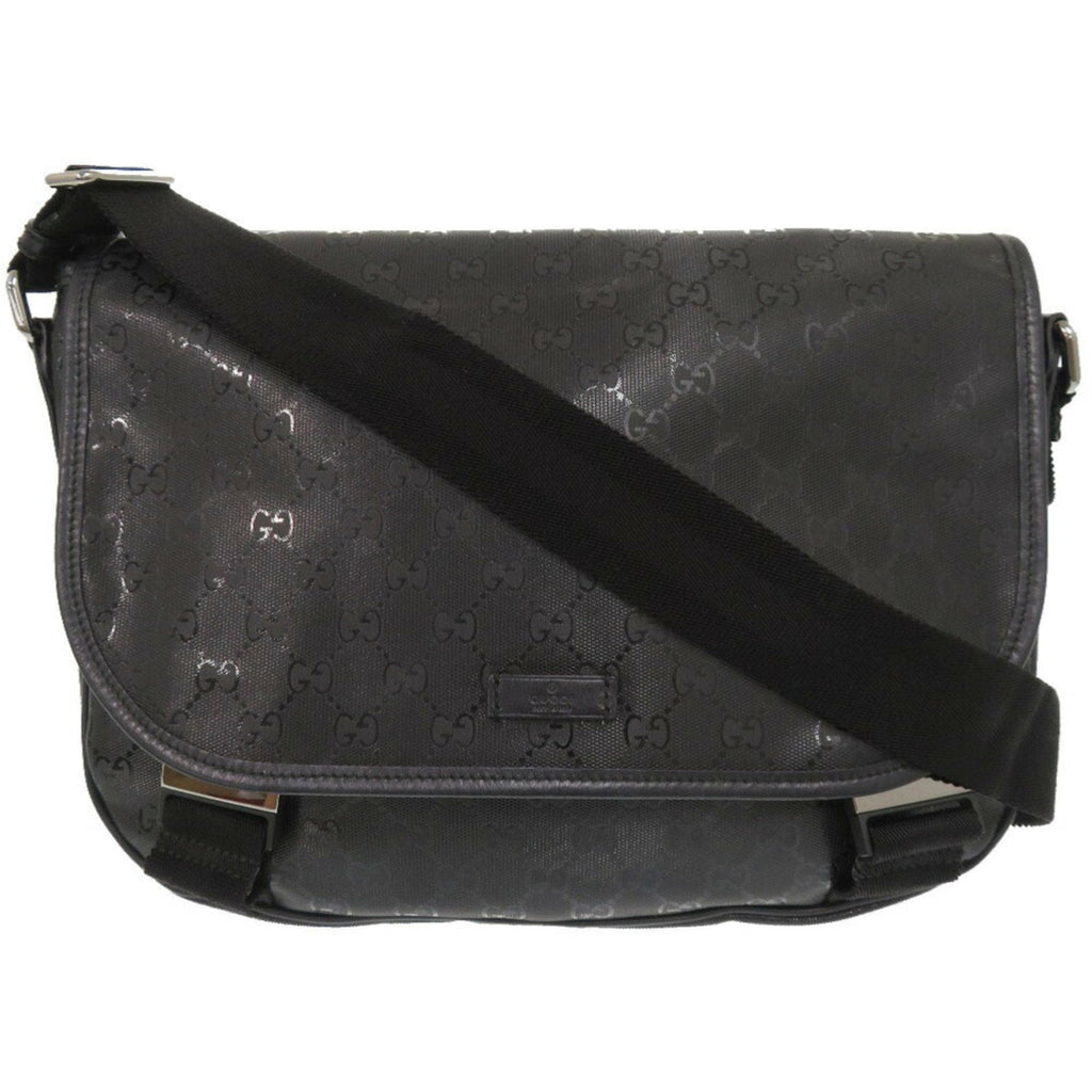 Gucci Black Coated Canvas Pvc Messenger Bag Shoulder Bag (Pre-Owned)