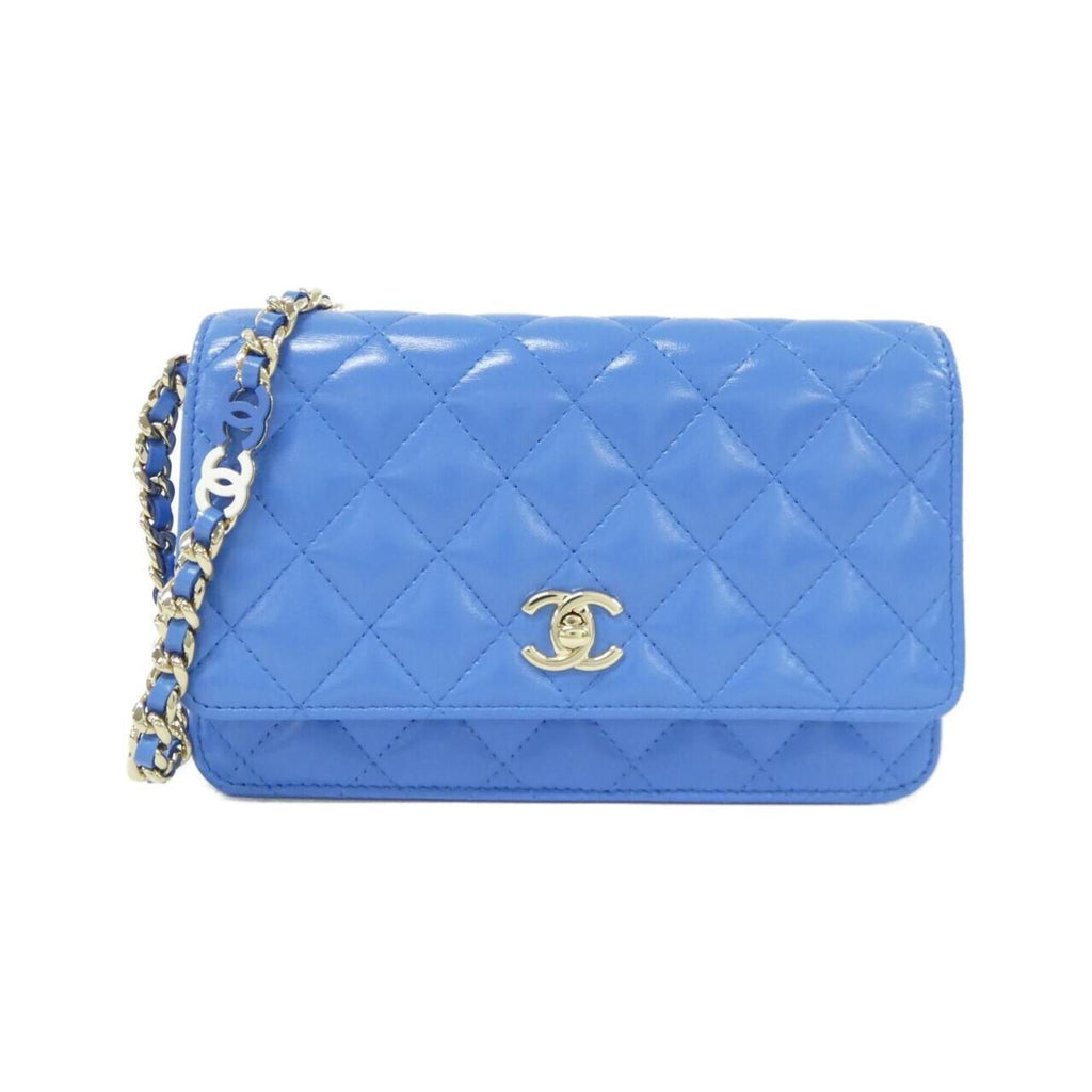 Chanel Blue Leather Chain/Shoulder Wallet