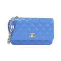 Chanel Blue Leather Chain/Shoulder Wallet