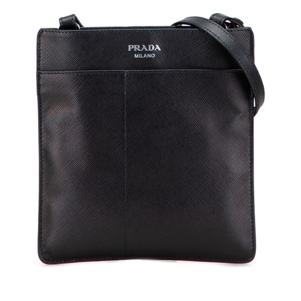 Prada Saffiano Black Leather Shoulder Bag
