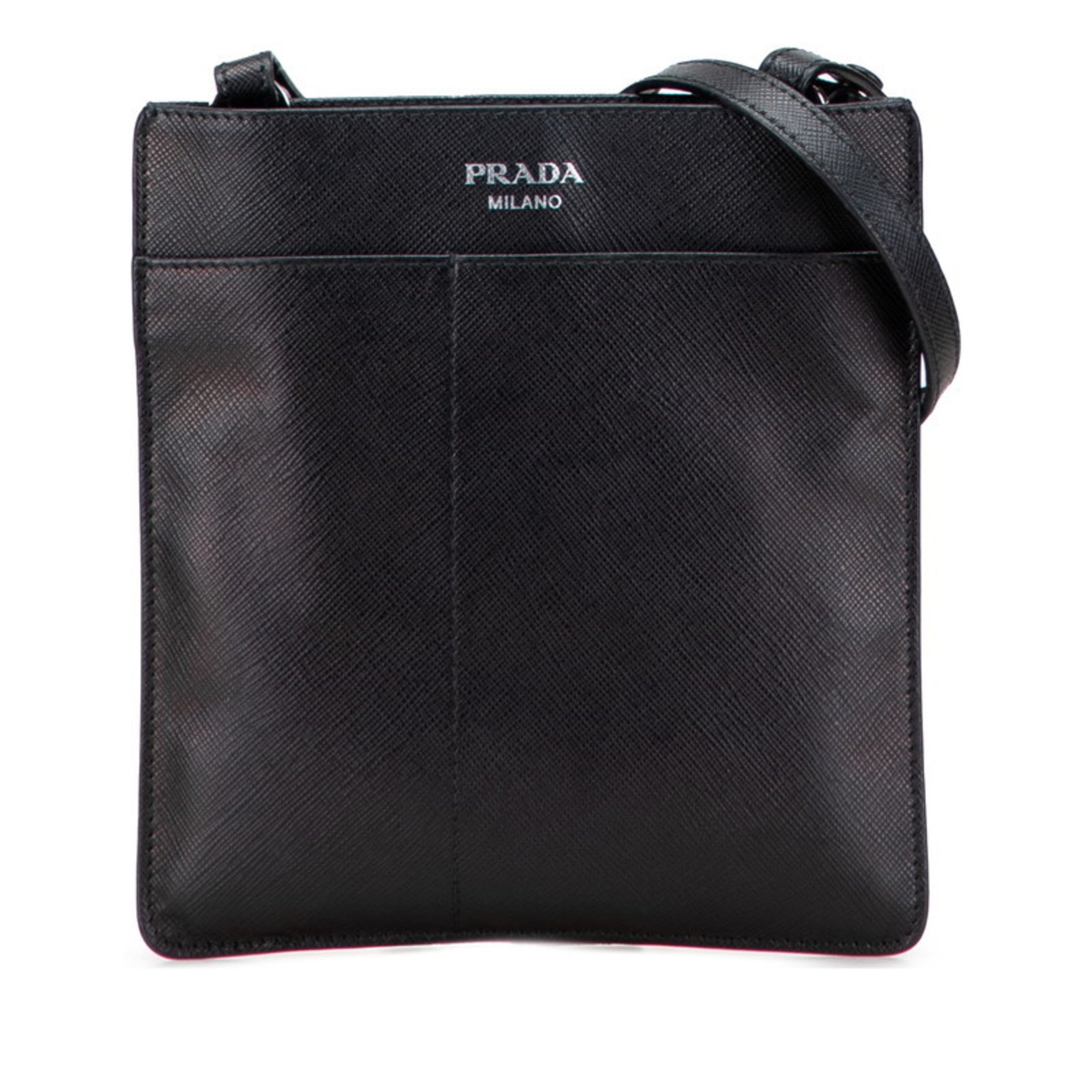 Prada Saffiano Black Leather Shoulder Bag