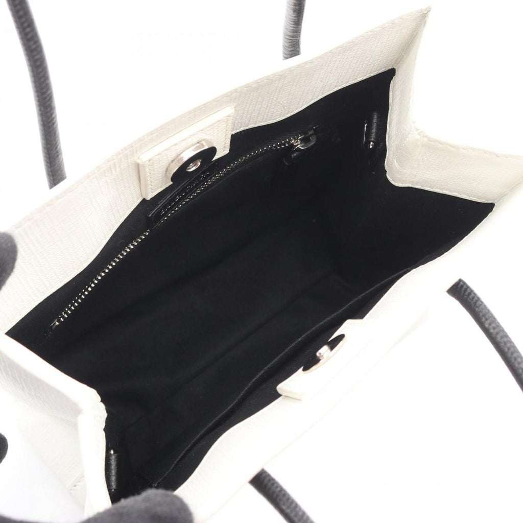 Balenciaga Black White Coated Canvas Leather Hand