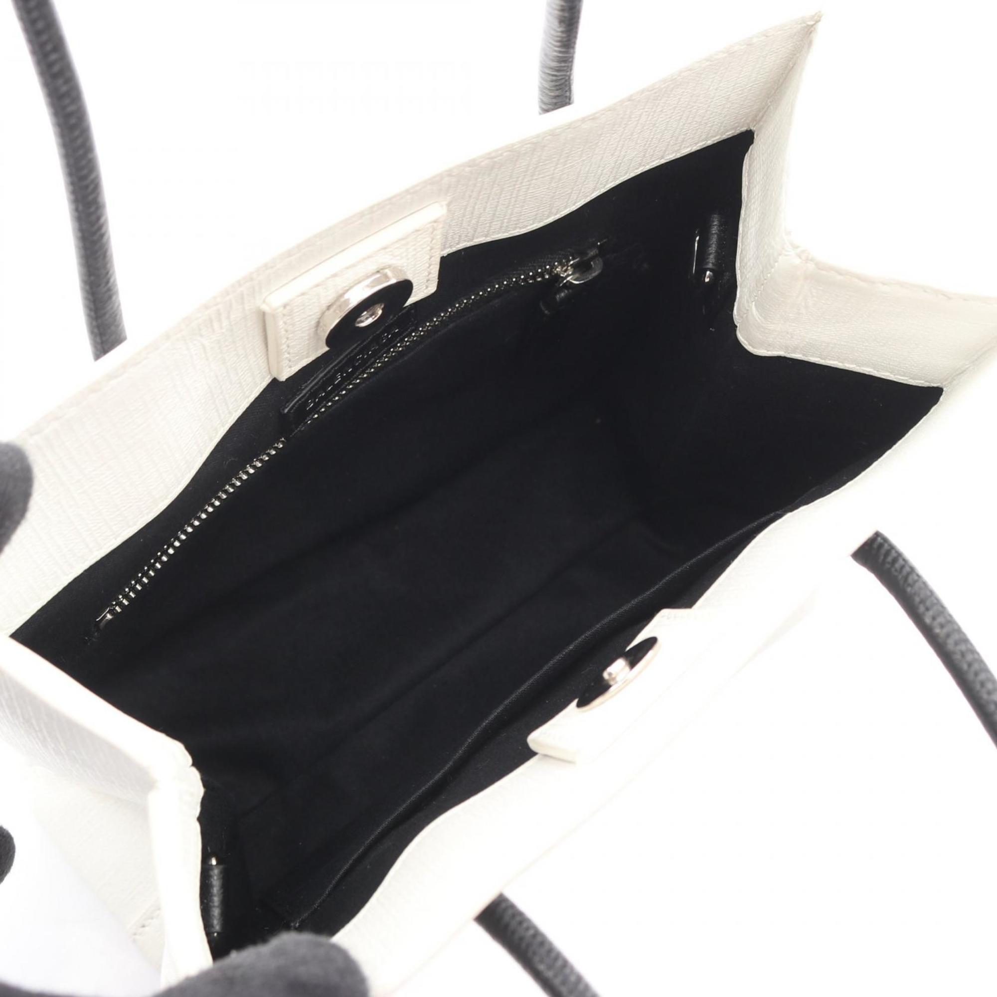 Balenciaga Black White Coated Canvas Leather Hand