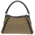 Gucci Beige Dark Brown Gg Canvas Leather Handbag Shoulder Bag (Pre-Owned)