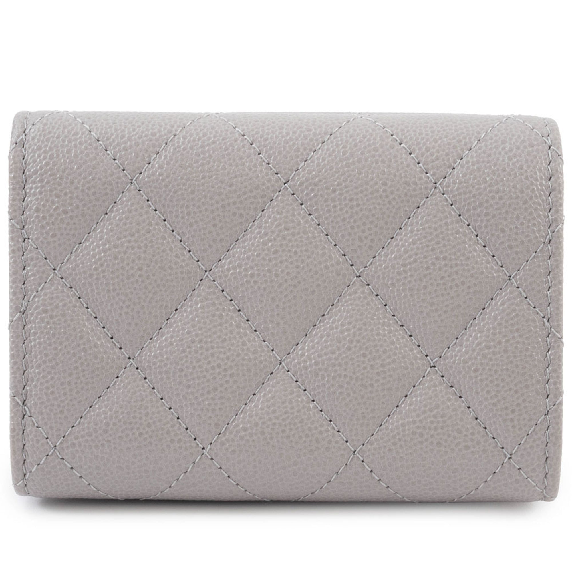 Chanel Grayish Leather Wallet (Tri-Fold)