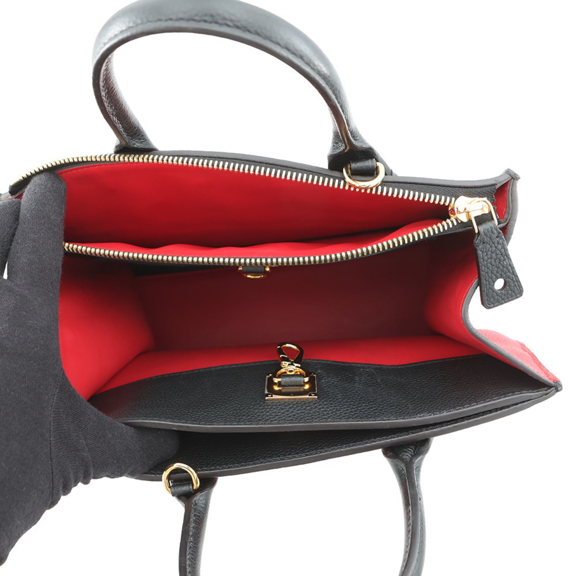 Louis Vuitton Noir Rouge Leather Handbag Shoulder Bag