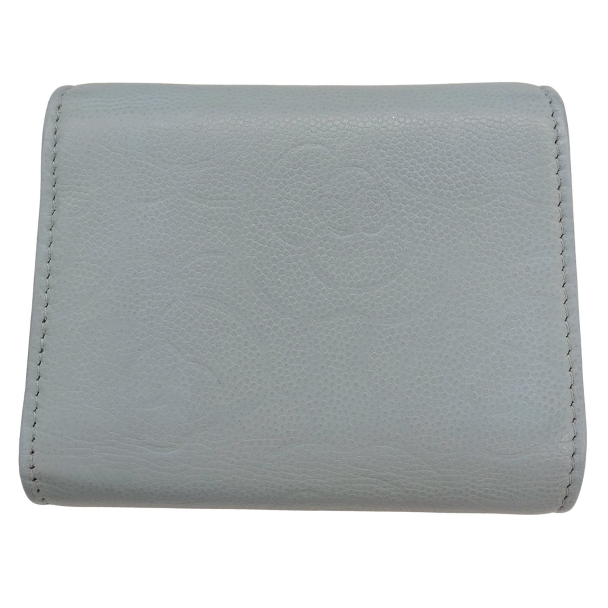 Chanel Light Blue Grained Calfskin Wallet (Tri-Fold)